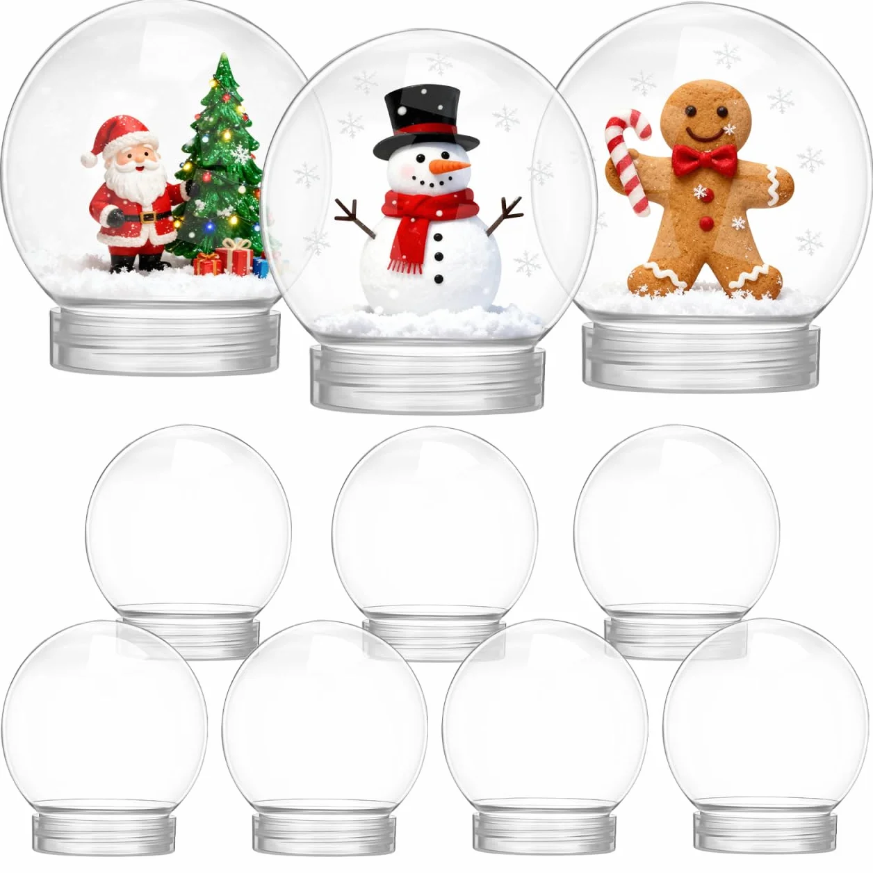 Amosfun Lot de 10 Boules À Neige Transparentes Rondes en Plastique 8.7Cm pour Bricolage De NoëL DéCoration Personnalisable avec Surface Lisse Et Facile À Nettoyer