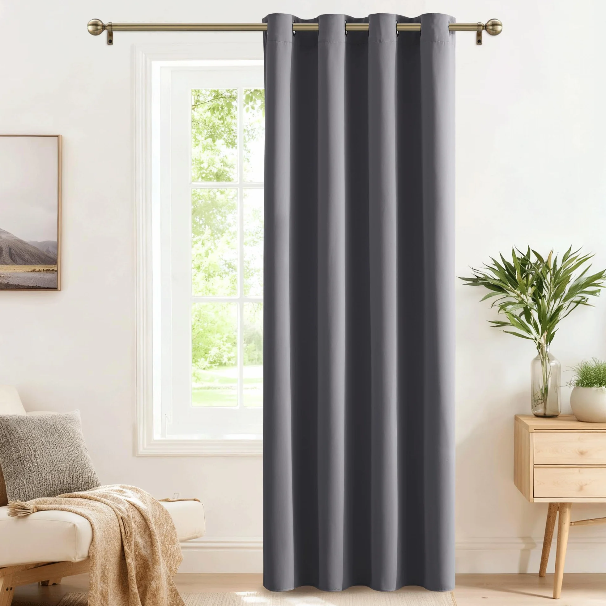 PONY DANCE Rideau Occultant Anti Chaleur Anti Froid 132x210cm Gris Lot de 1 Panneau