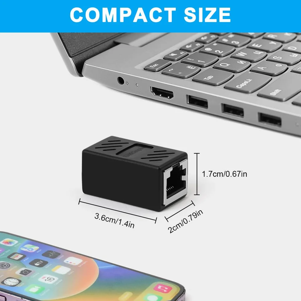 AXFEE 3 sztuki łącznika sieciowego RJ45, złącza Ethernet, ekranowany łącznik liniowy, kobieta do żeńskiego