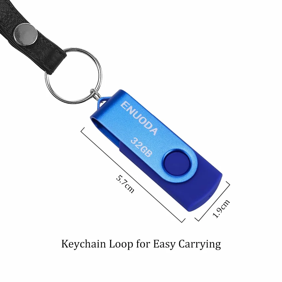 ENUODA Clé USB 32 Go USB 2.0 Flash Drive Portable LED Bleu