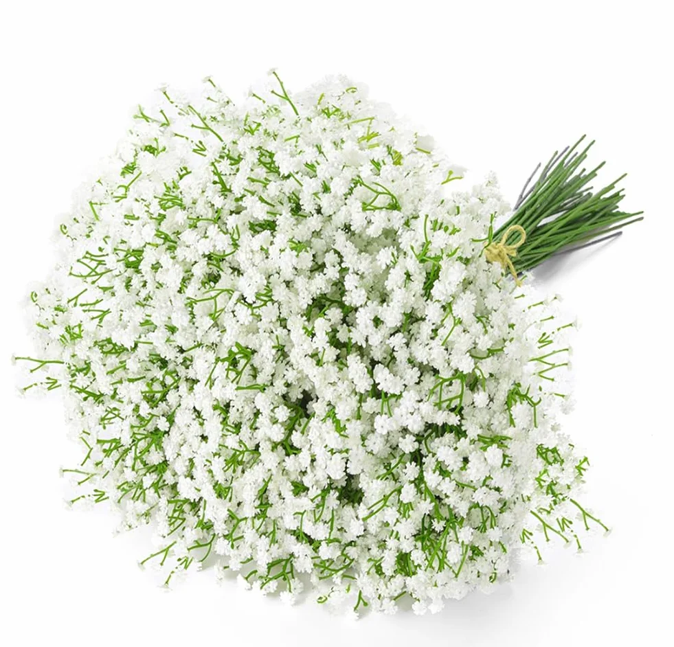 Branches de fleurs gypsophiles artificielles réalistes lot de 6 blanc pour mariage décoration intérieur