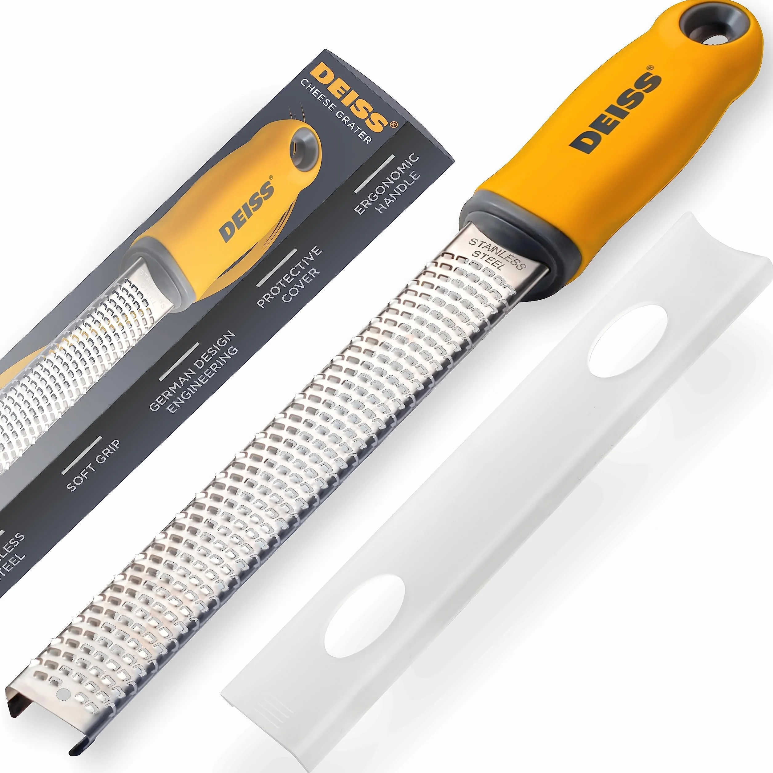 Deiss PRO Râpe à Fromage Manuelle Acier Inoxydable Lame Tranchante Zesteur d'Agrumes