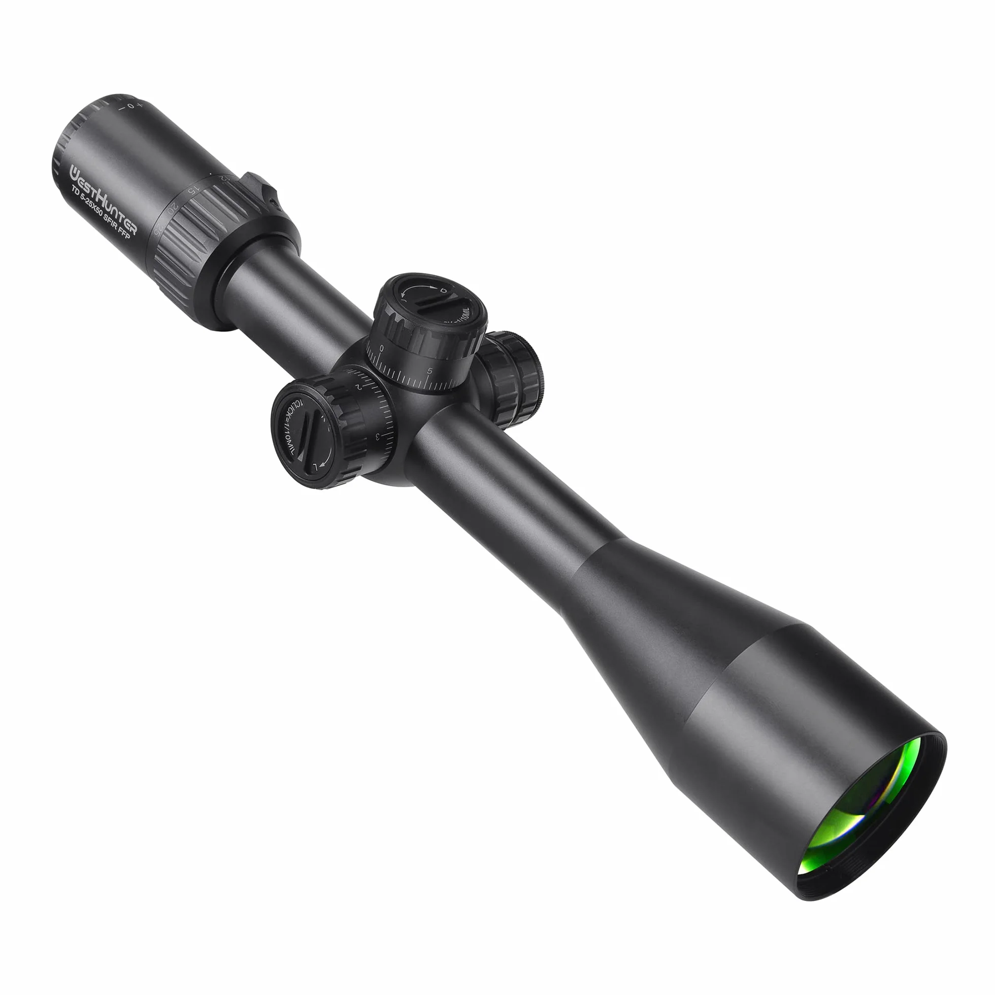 WestHunter Optics TD 5-25 x 50 SFIR FFP long-range, precyzyjna luneta celowa, czerwone oświetlenie, pierwsza płaszczyzna obrazu, rura środkowa 30 mm, taktyczna optyka 1/10 MIL do strzelania na