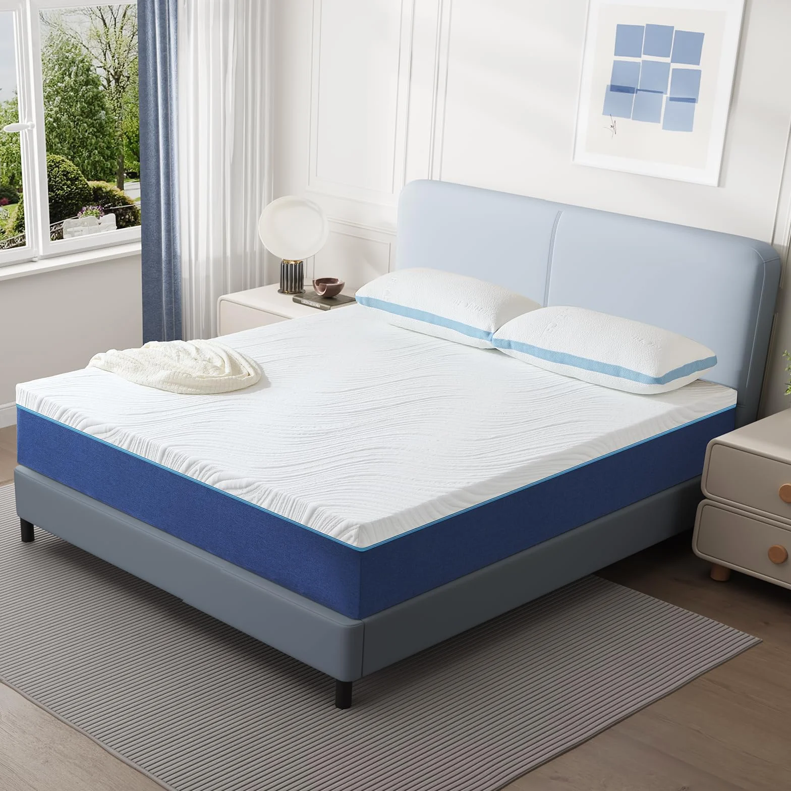 Hiimgo Matelas 90x190x16cm, Matelas en Mousse à Mémoire de Forme, Fermeté Moyenne,7 Zones de Confort, Soutien Parfait, Réversible à Deux Faces Utilisables