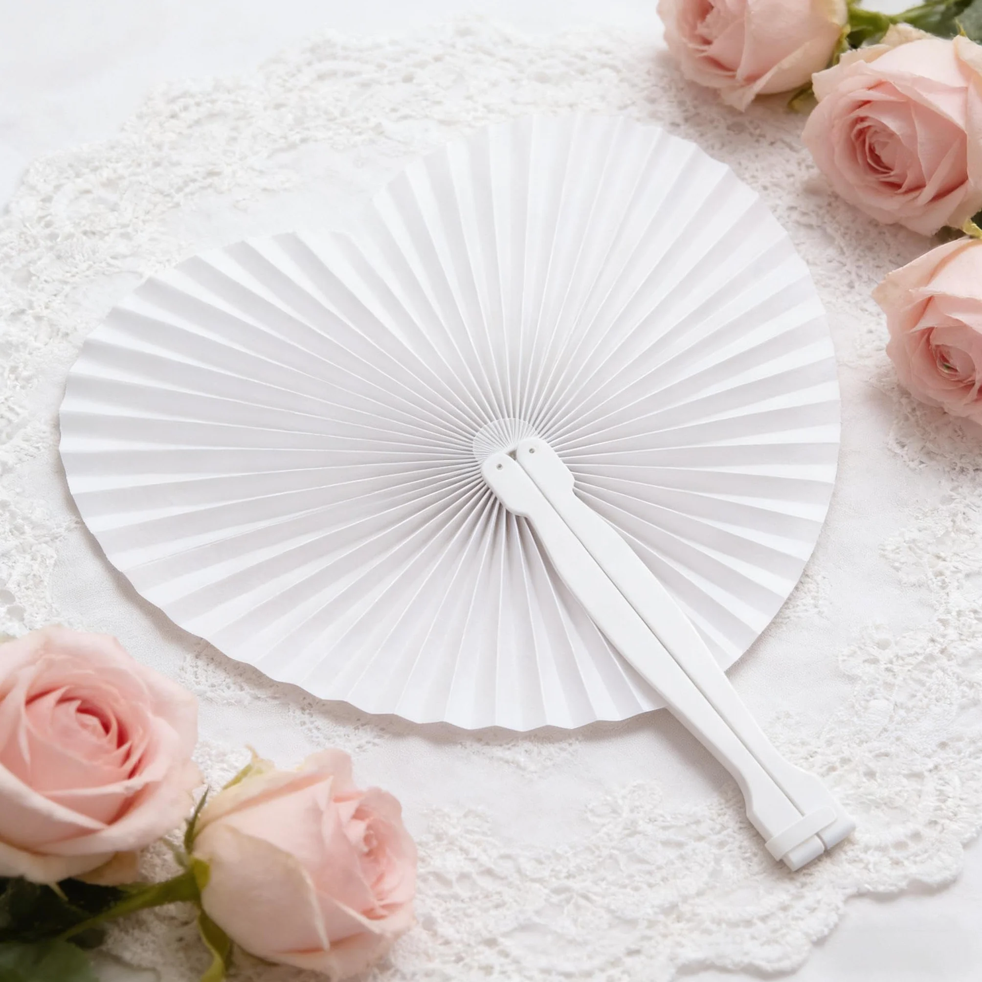 60 Eventails Mariage Personalisable Cœur Blanc Parfait Cadeau pour Invité Convive Mariage Fête Décoration Déco