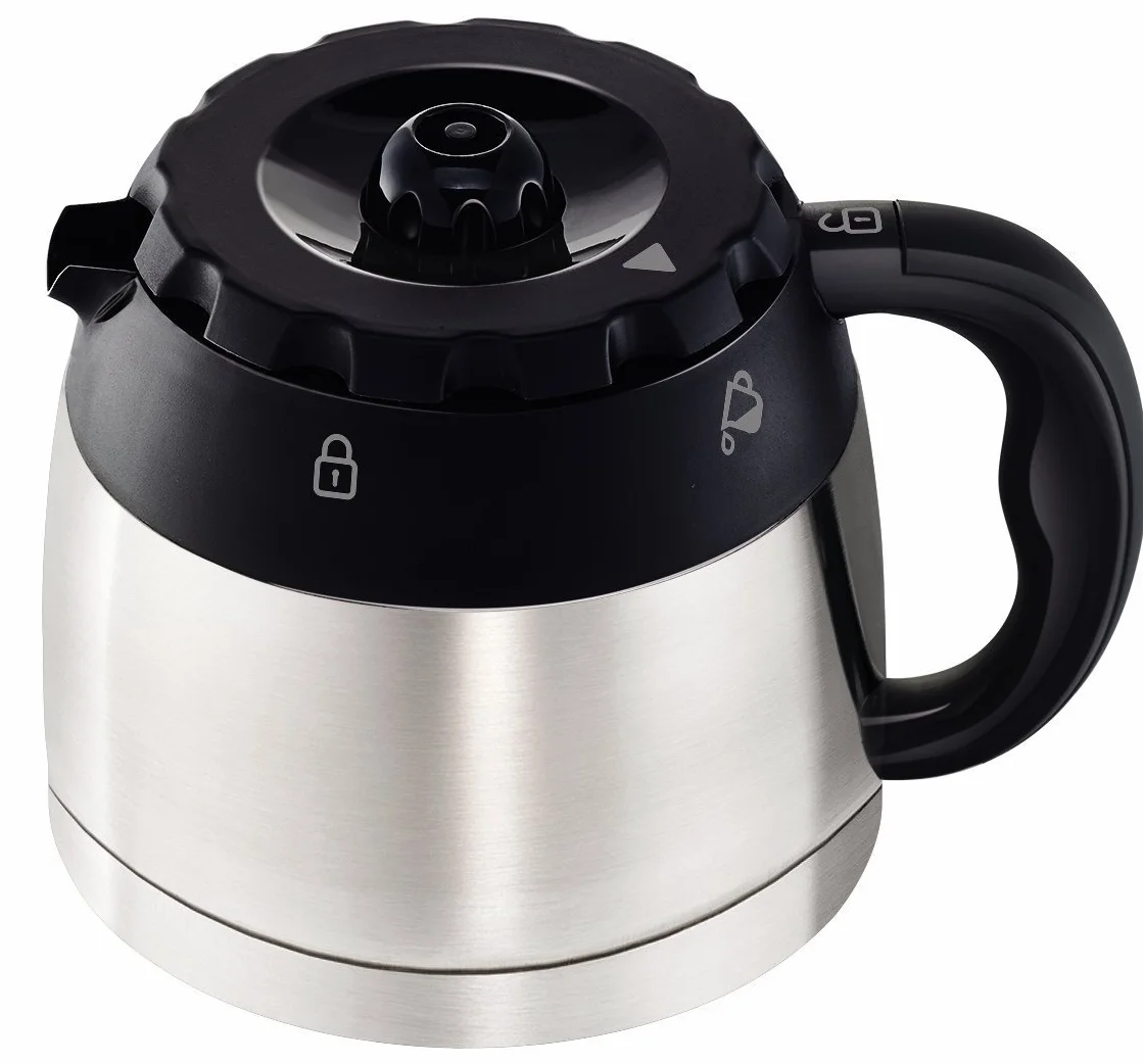 Moulinex FT360811 Cafetière Filtre Subito Isotherme 8-12 Tasses Verseuse Inox Anti-Goutte Maintien au Chaud 4 Heures 0.9l Café Noir