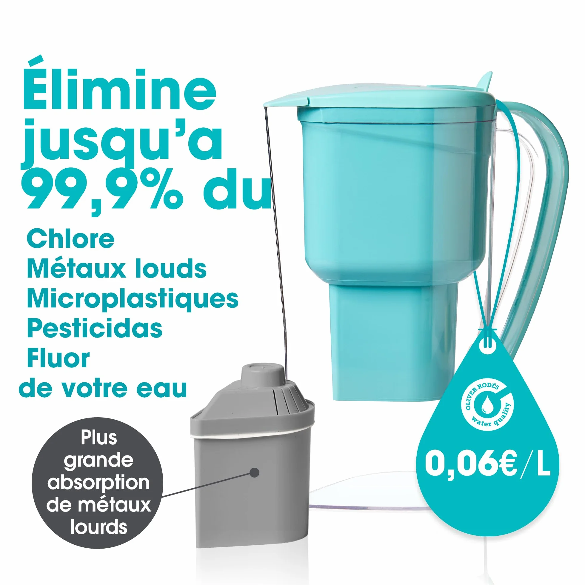 Carafe Filtrante Charbon Actif Eau Maison Alkanatur avec Filtre Zéolite Clinoptilolite Sans Resine Ajoute Magnesium Fabrication Europeenne pH 9 Capacité 1.4L Water Filter Jug Hydrogène Élimine Métaux