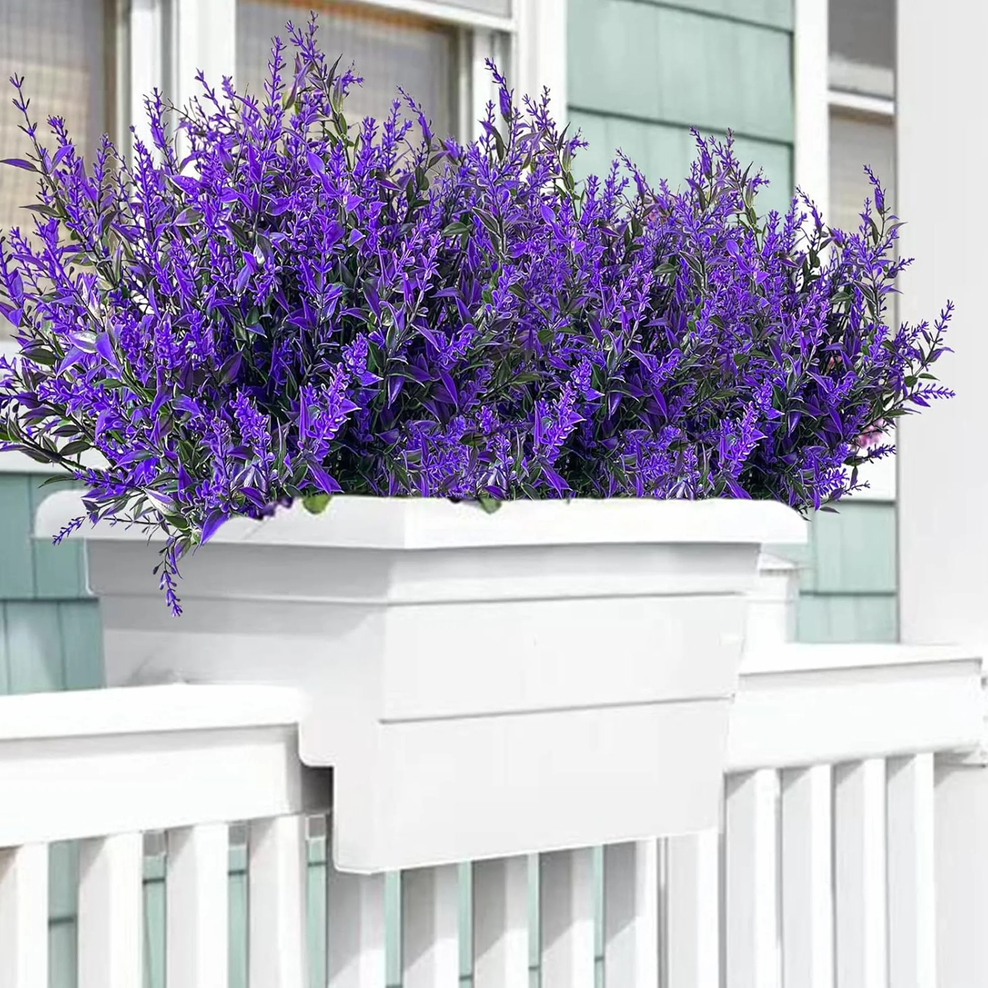 Lavande Fleurs Artificielles Résistantes à UV, Fausses Fleurs en Plastique pour Décoration Extérieur Jardin Violet 16 Pièces