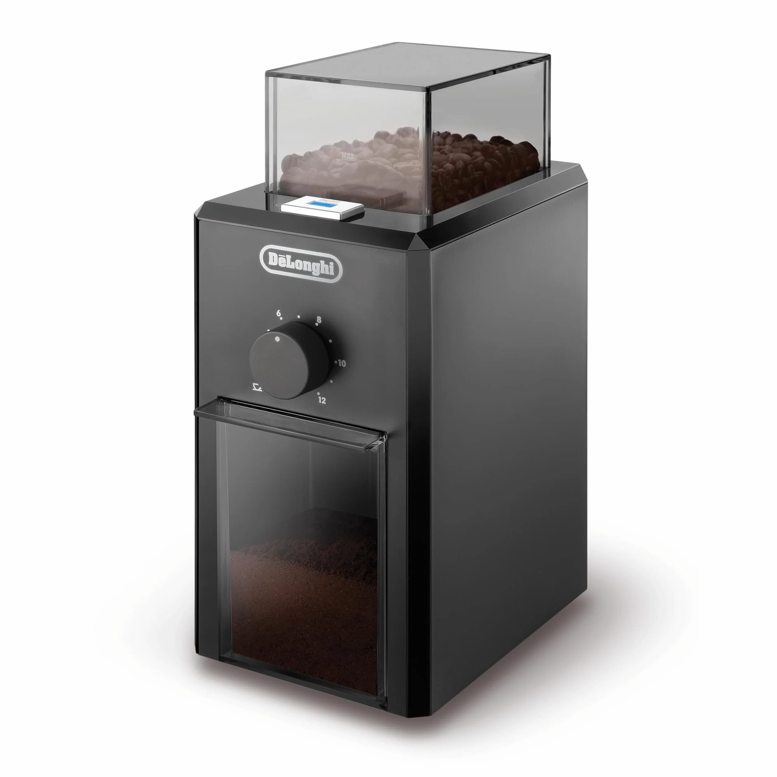 De'Longhi KG79 Moulin à Café Electrique, Broyeur pour Grains de Café avec Réservoir d'une Capacité de 120 g, 110 W, Noir