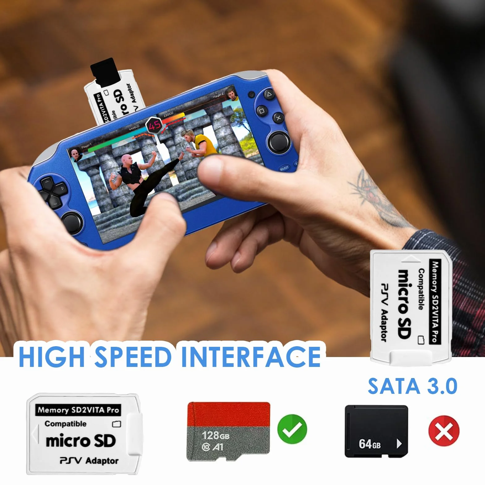 Karta pamięci SD2Vita 5.0 Ultimate Version Adapter do PS Vita, konwerter Micro SD PSVSD ze schowkiem, obsługa do 256 GB, dla PS Vita 1000/2000 Firmware HENkaku/Enso 3.60