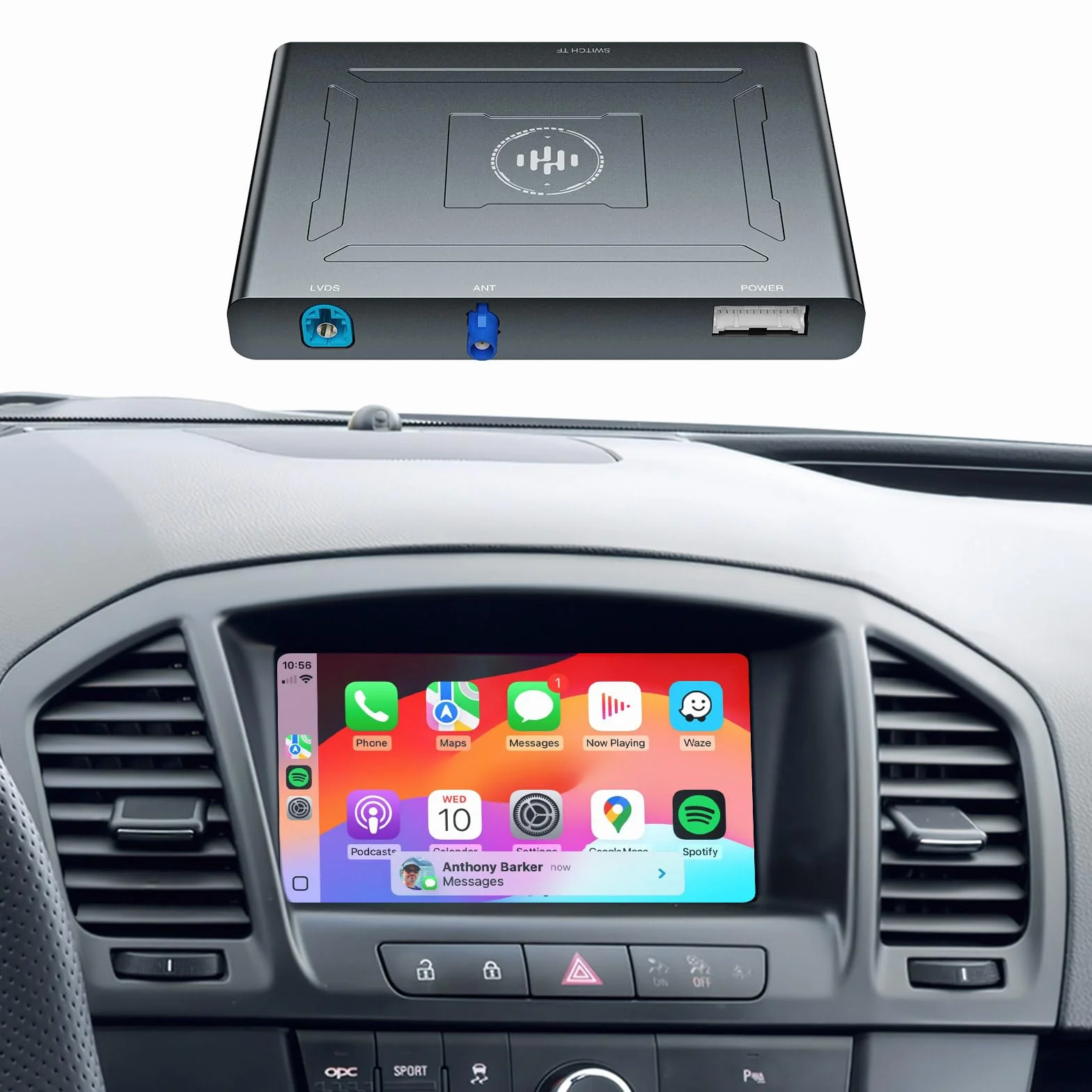 ANDREAM Plug & Play bezprzewodowy zestaw do modernizacji CarPlay i Android Auto - AirPlay, Mirror Link - pasuje do modeli Opel 2008-2016