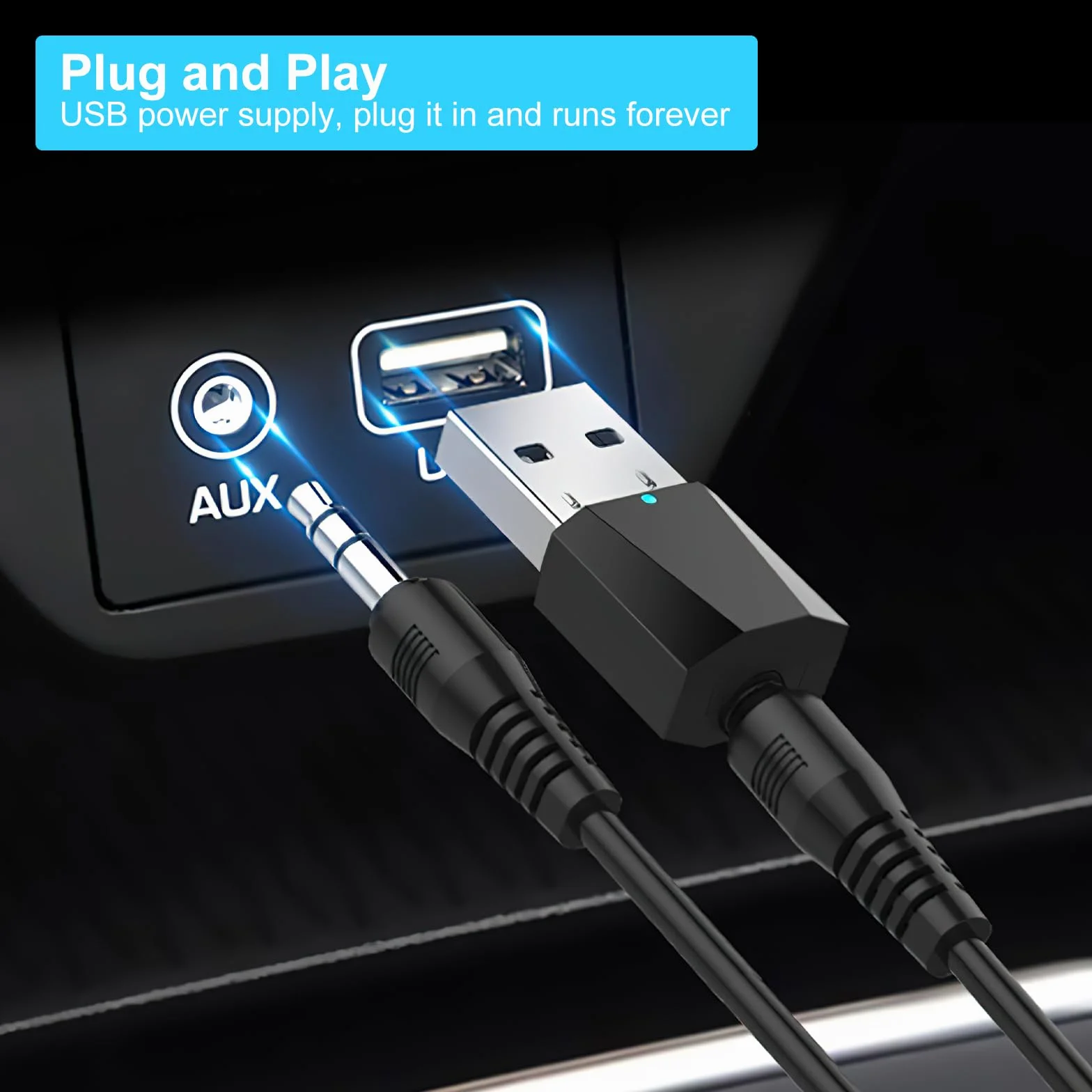Odbiornik USB Bluetooth 5.1 z adapterem USB Bluetooth, wbudowany mikrofon do telewizora, komputera, zestawu słuchawkowego/głośników samochodowych, systemu stereo, muzyki i połączeń