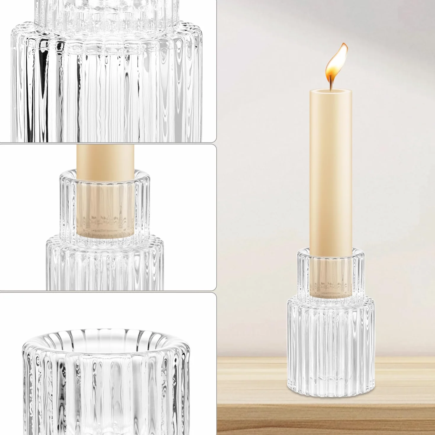 QWORK® 20 Pièces bougeoirs en Verre, Porte-Bougies 6 cm, pour Mariages, fêtes, décoration intérieure