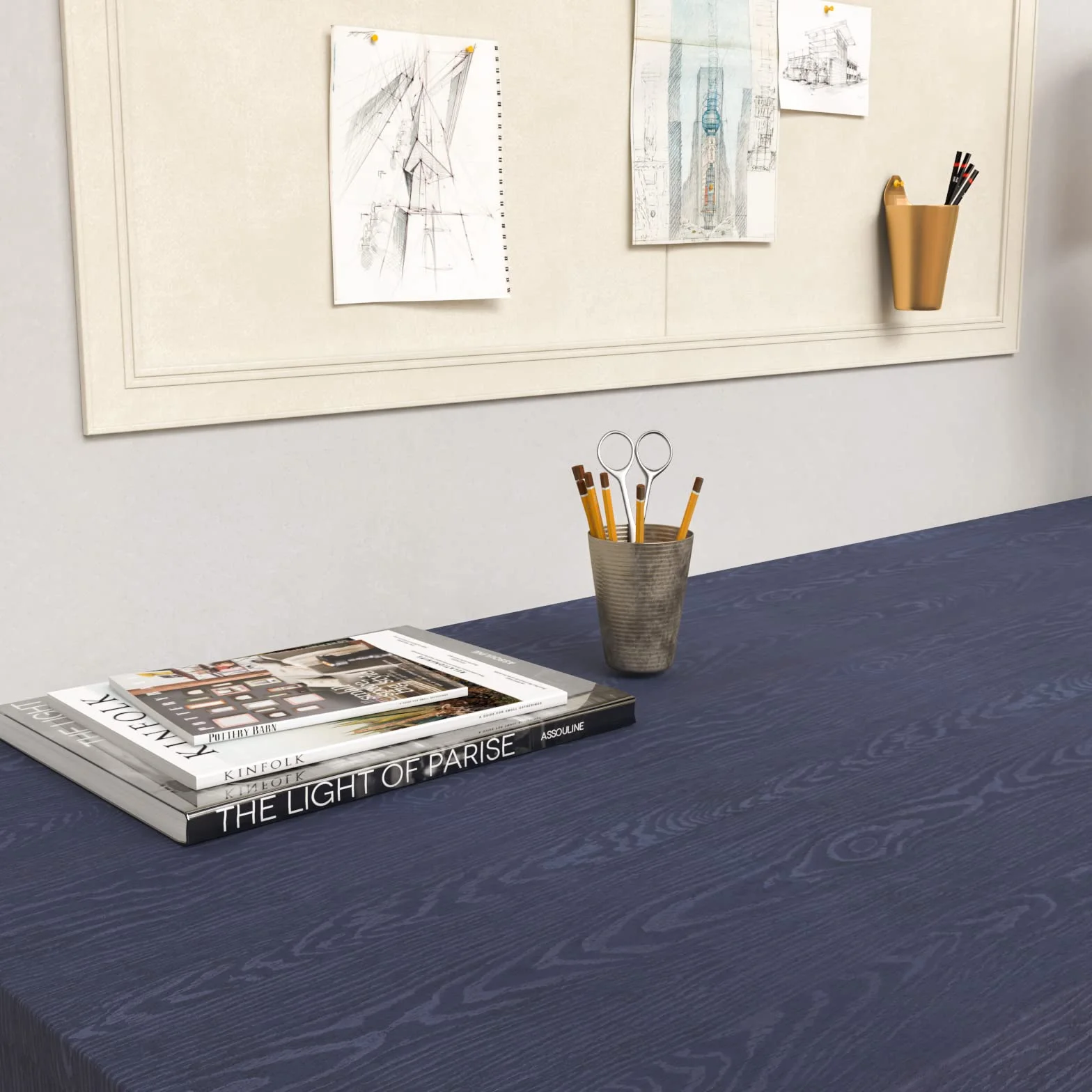 LACHEERY Bleu Foncé Papier Adhésif Meuble Bois Chêne 60cm x 400cm Rouleau Vinyle Mat Cuisine