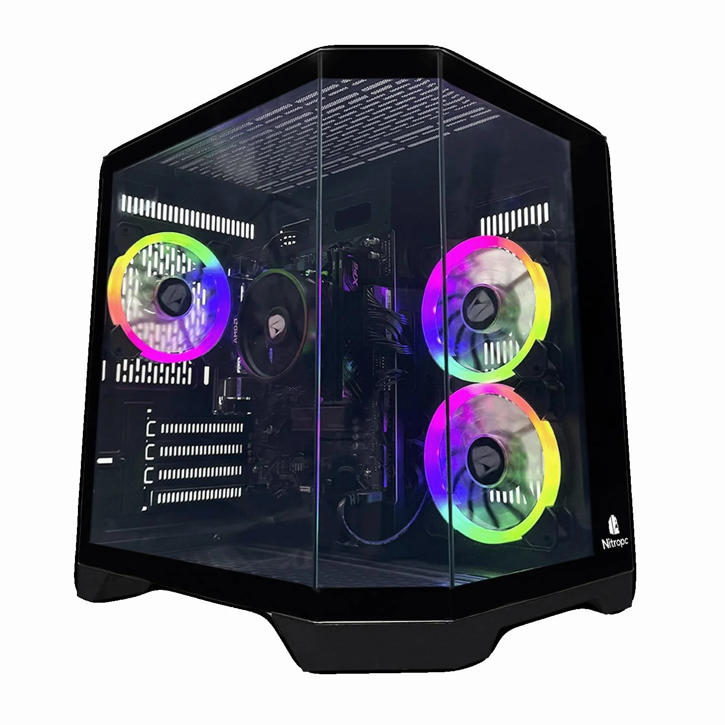 NitroPC Pack Avancé PC Gaming Complet AMD Ryzen 5 3400G 4,2GHz RX Vega 11 RAM 16Go SSD 480Go Windows 11 Pro WiFi Moniteur 24" Clavier Souris Casque Ordinateur Bureau Noir
