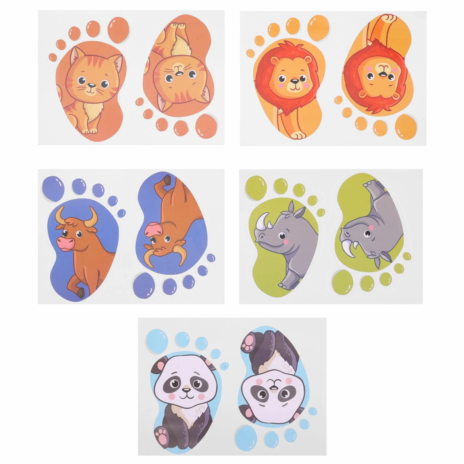 PRETYZOOM Lot De 6 Autocollants De Sol Imperméables Empreintes Pied Enfant Motifs Animaux Jungle 5.31x3.94 Pouces