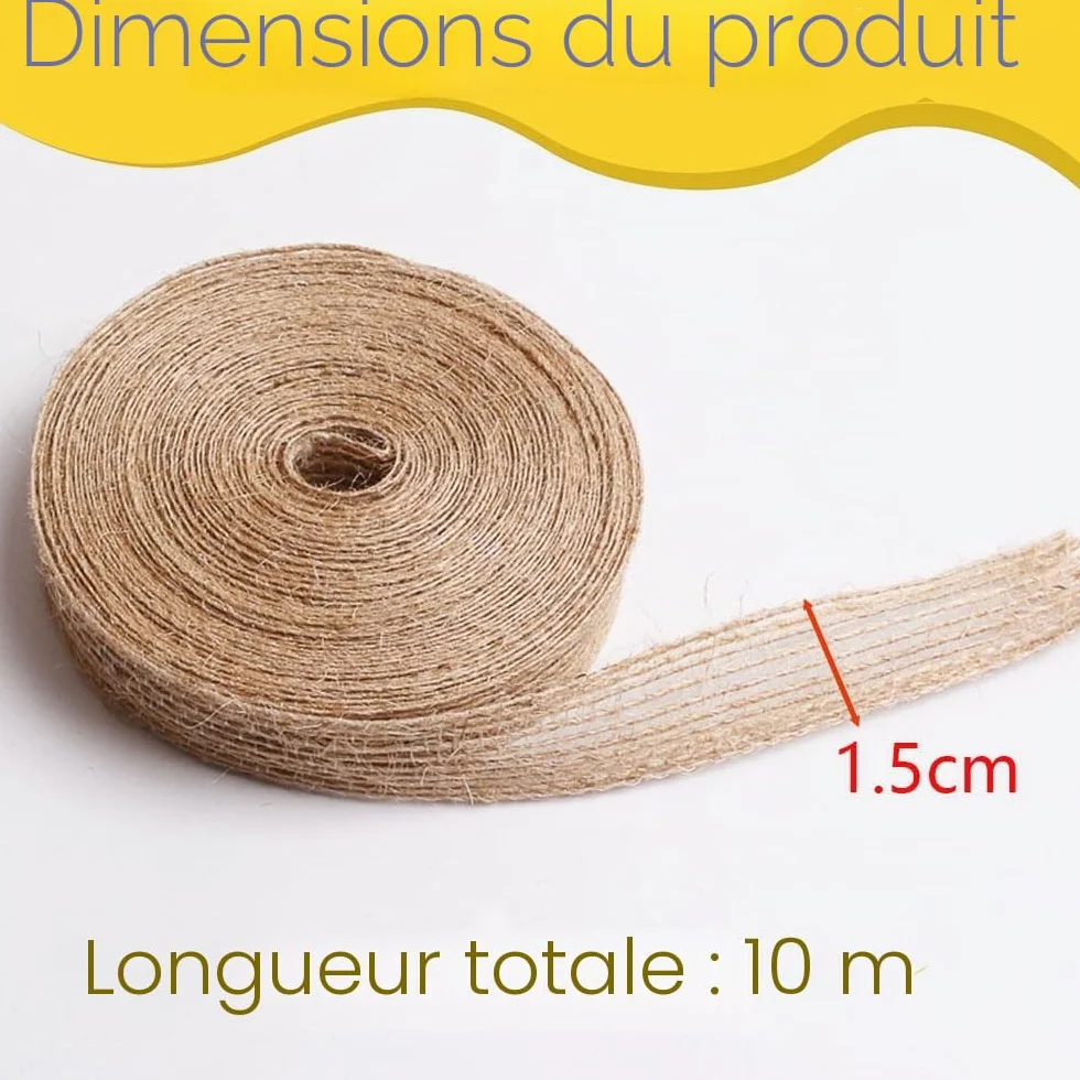 Ruban de Jute 1,5cm x 10M Vintage pour Emballages Cadeaux