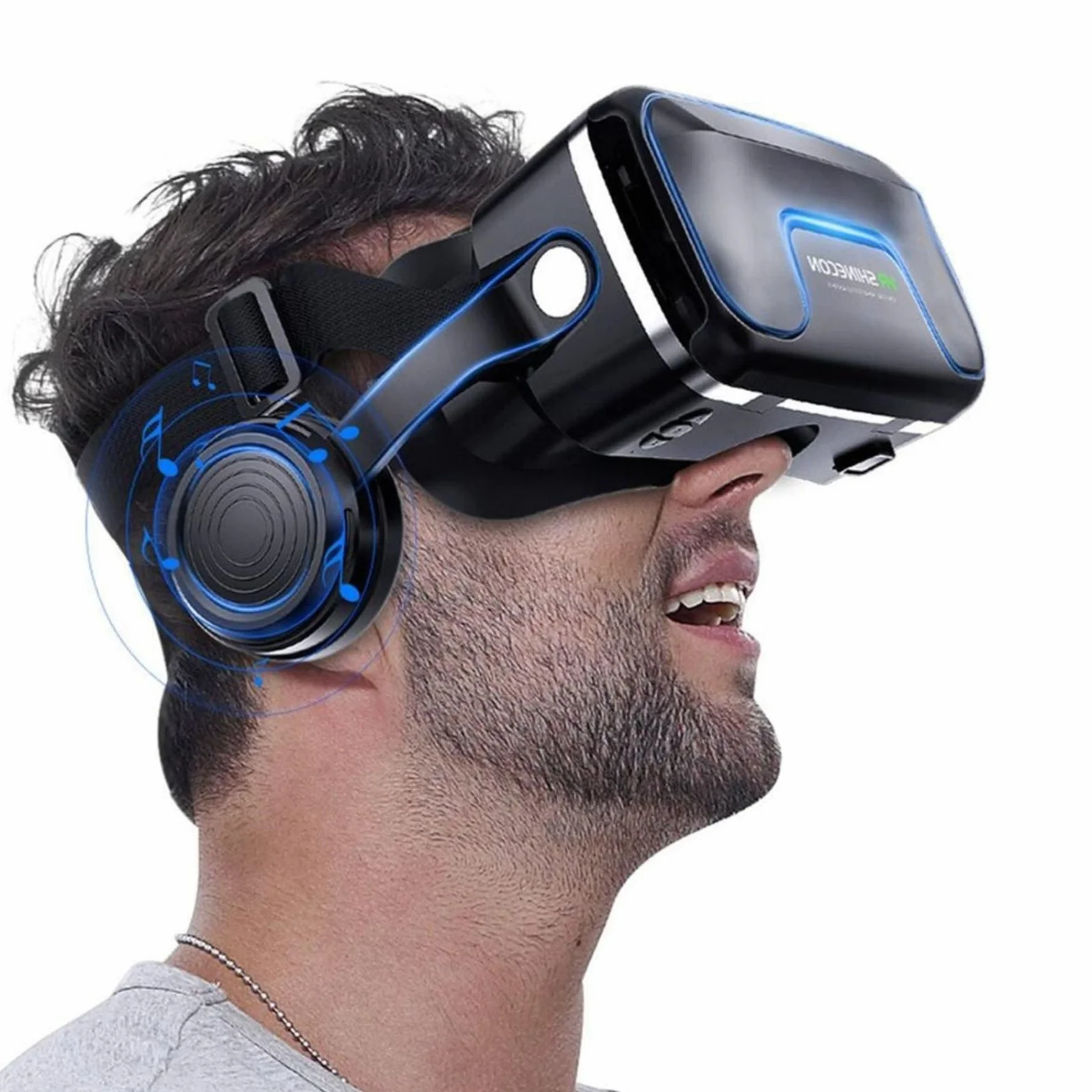 Zestaw VR, okulary wirtualnej rzeczywistości z słuchawkami, uniwersalne okulary wirtualnej rzeczywistości dla smartfonów 5-7.2" iOS Android Windows Graj w filmy 3D i gry wideo, czarny (dla telefonu z