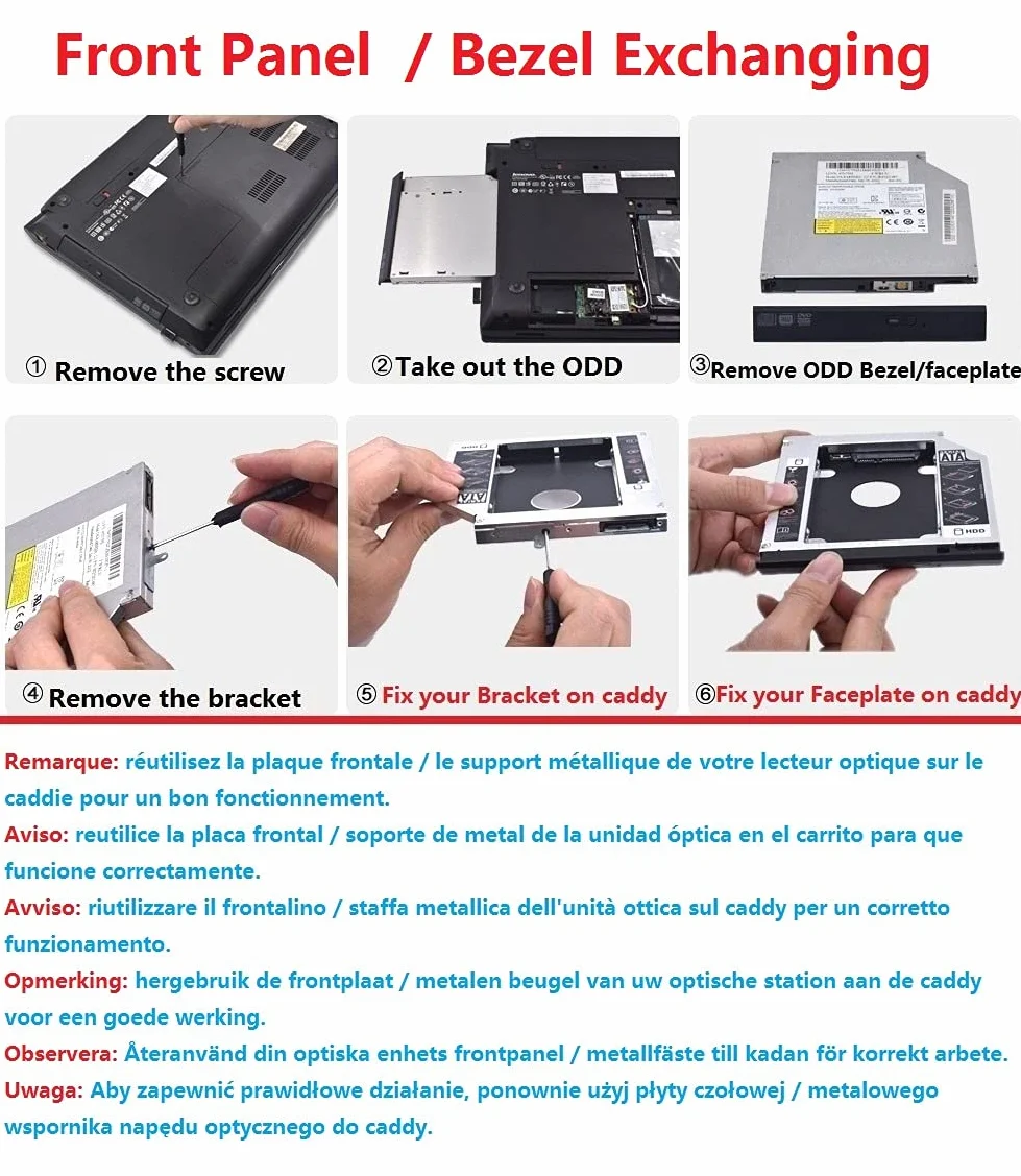 2. Drugi Dysk Twardy HDD SSD Zatoka Optyczna Rama Caddy do Asus k53e X53S F83VF X53Sm A42 A40J A42J A42F