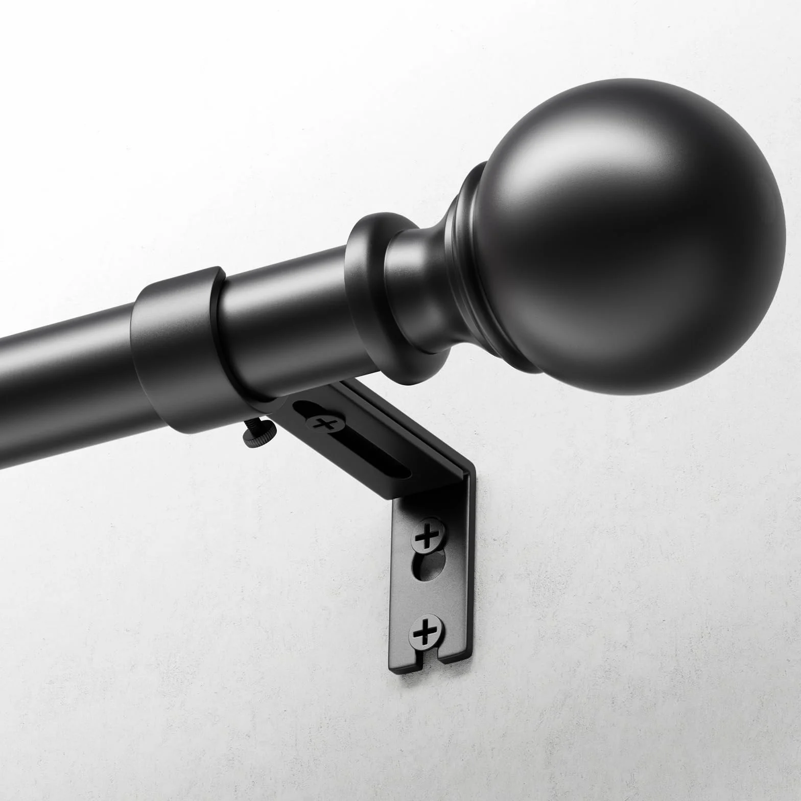 Tringle à Rideaux Extensible 80-218 cm 25 mm avec Embouts Ronds et Supports Noir