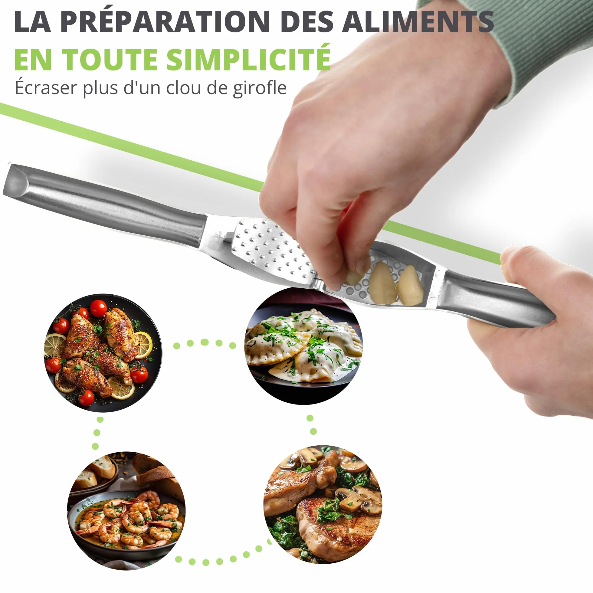 Oliver's Kitchen Presse Ail Premium - Hachoir et Broyeur Facile à Nettoyer