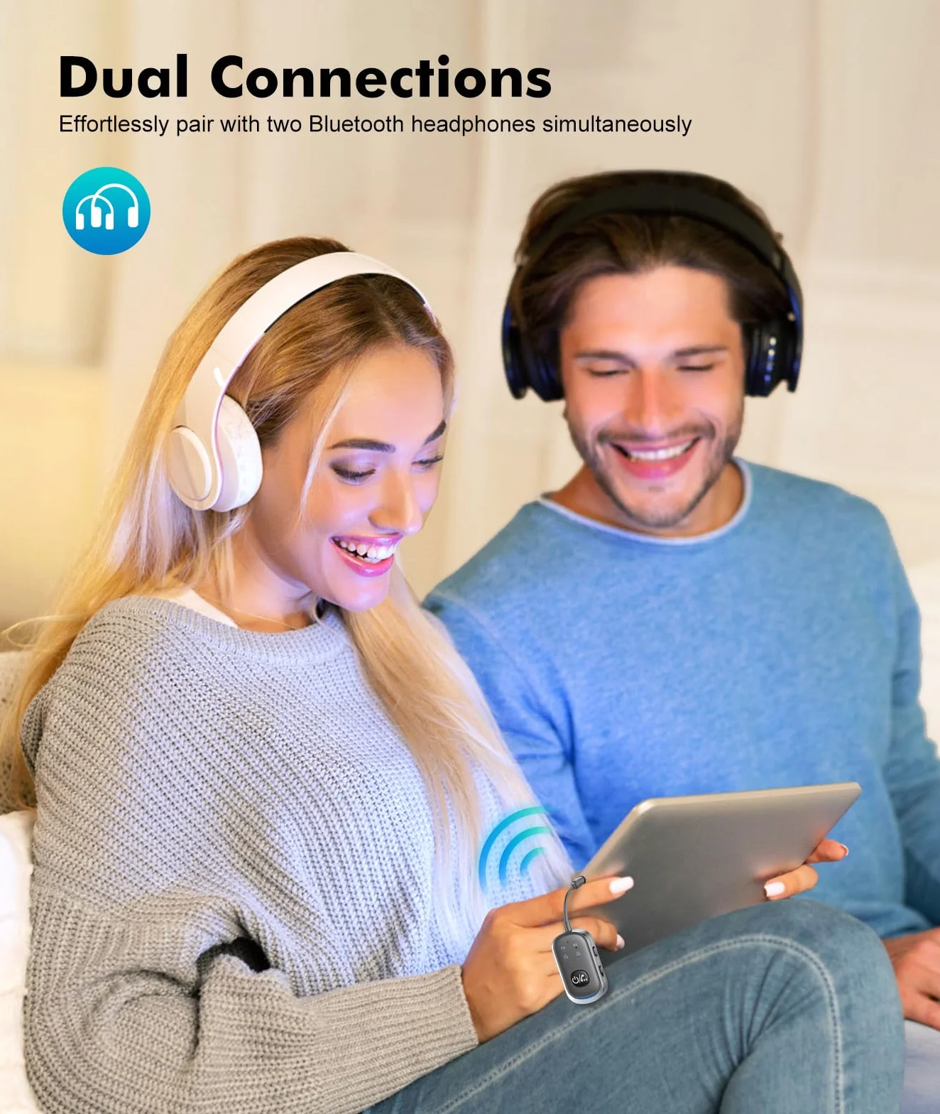 Mohard Bluetooth 5.3 Audio, Nadajnik Bluetooth Odbiornik AUX Bluetooth 5.3 Car Handsfree Dual Pair do AirPods i Słuchawek, 3.5mm Jack Audio Adapter w samolocie, Dom/Samochód Stereo, PC/TV/Głośniki