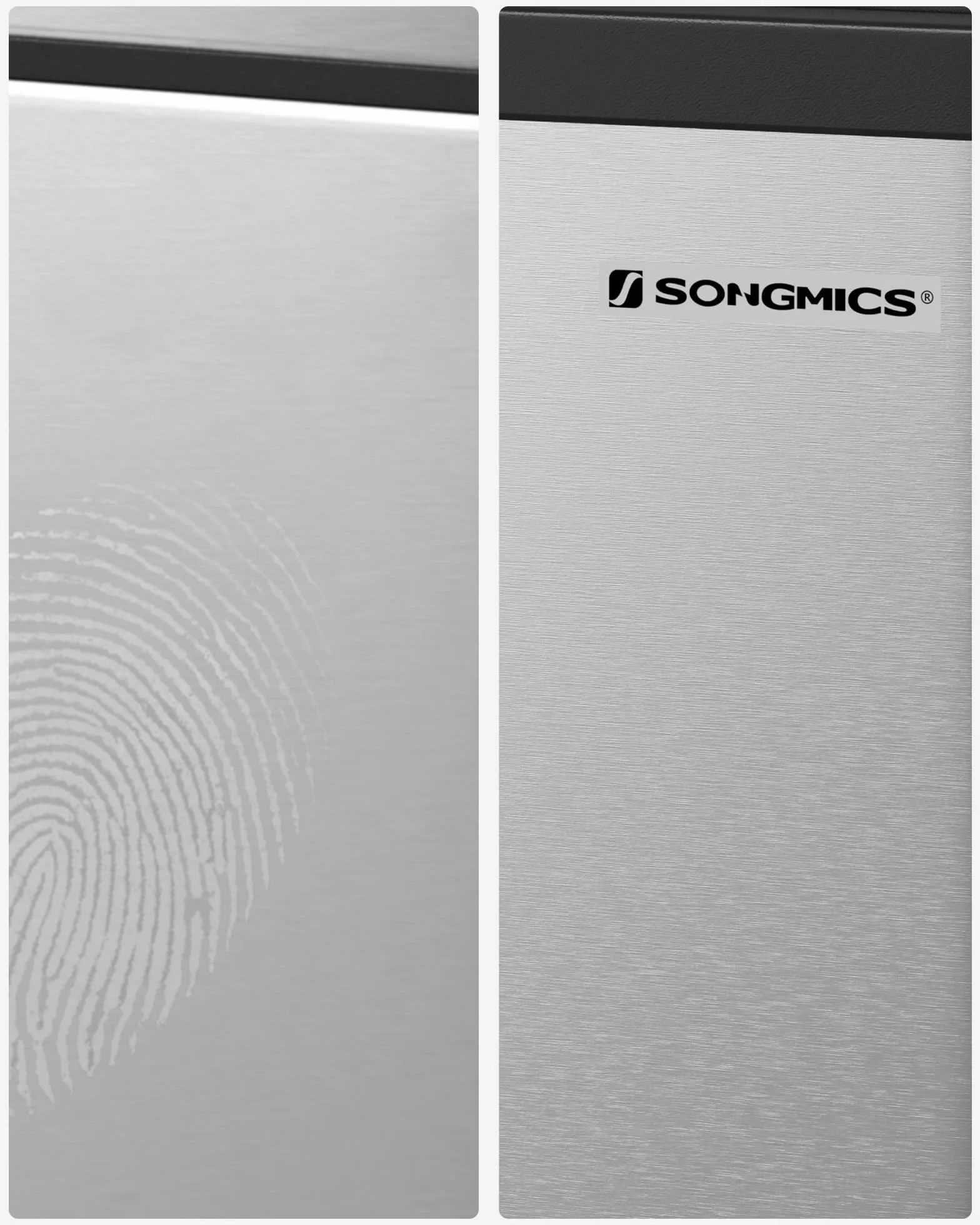 SONGMICS Poubelle de recyclage 30 L, seau de tri avec pétales, acier, 2 x 15 L, seau intérieur amovible, argent et noir LTB30L