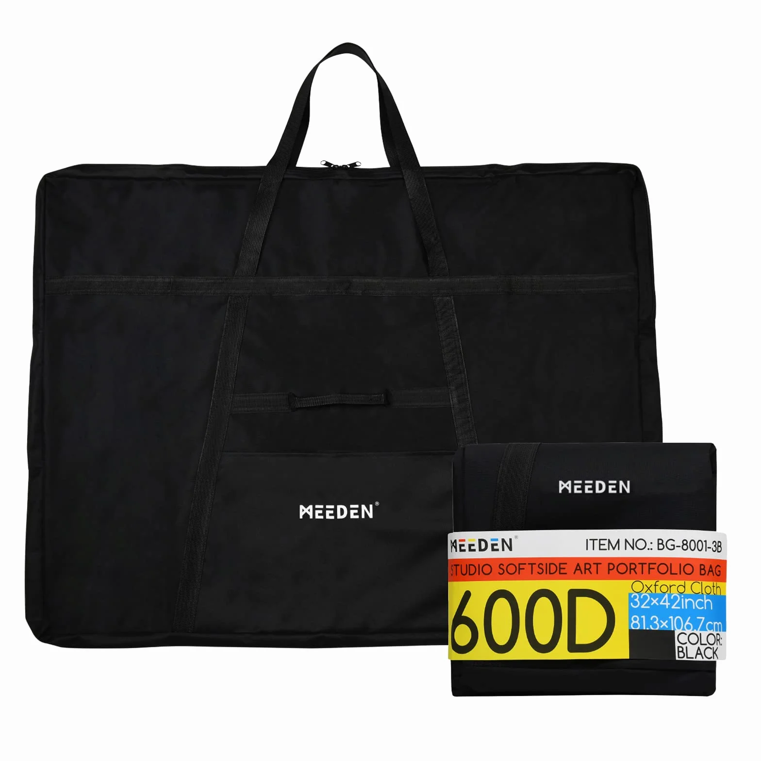 MEEDEN Portfolios d’Artiste Cas 81 x 106 cm, Imperméable, 600D Oxford Cloth, Portefeuille d'art Noir, Porte-Documents pour œuvres d'art, Dessin, Toile, Photographie