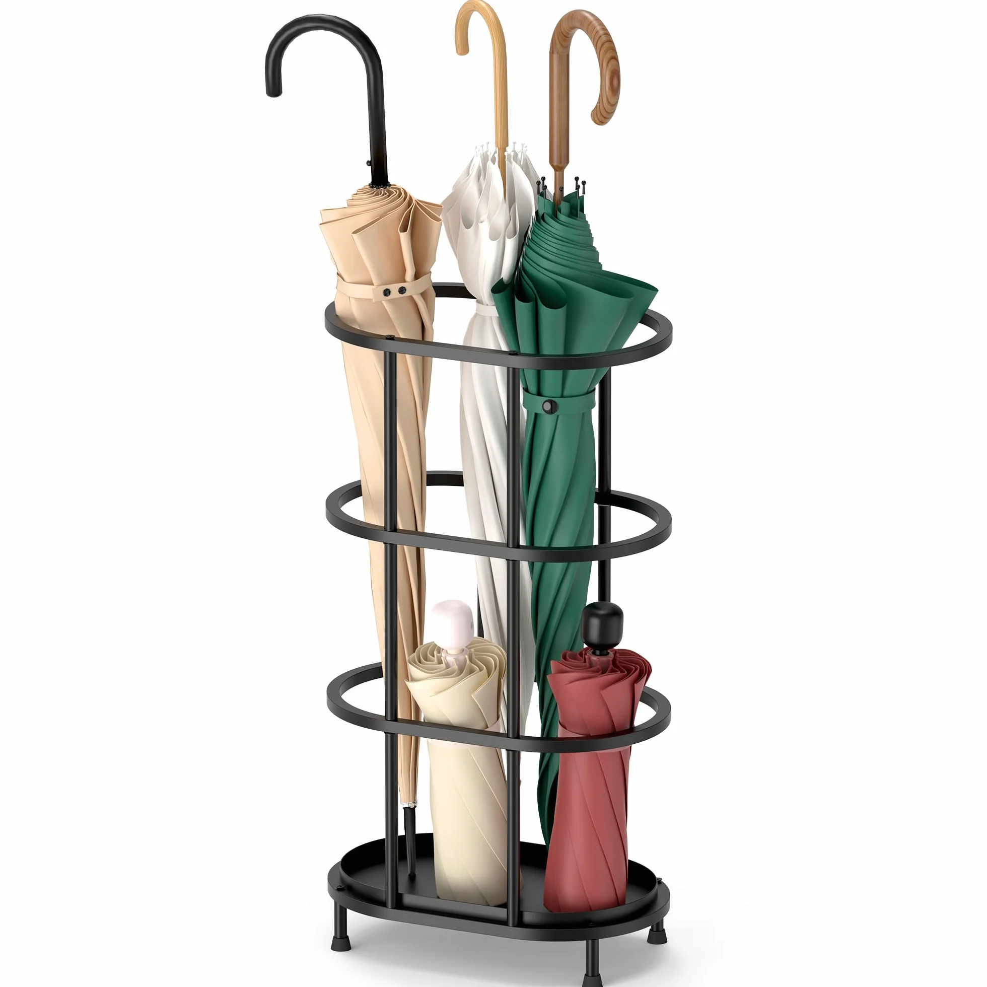Porte-parapluie en métal 17x27x54 cm avec pieds réglables pour entrée