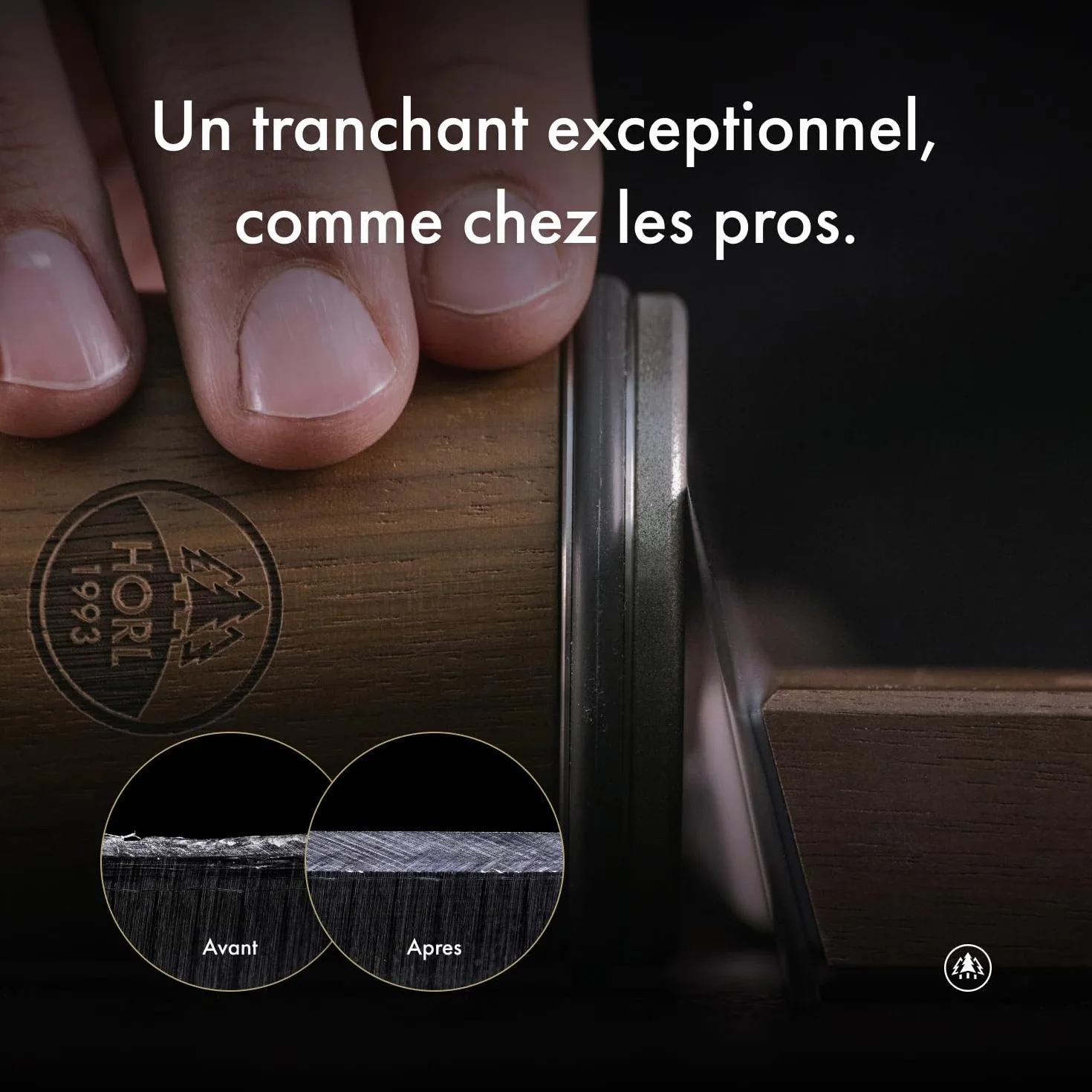 HORL 2 Aiguiseur noyer pour les couteaux de cuisine avec un tranchant rasoir, fabriqué en Allemagne - Kit d’aiguisage facile à utiliser - Aiguiseur pour les couteaux