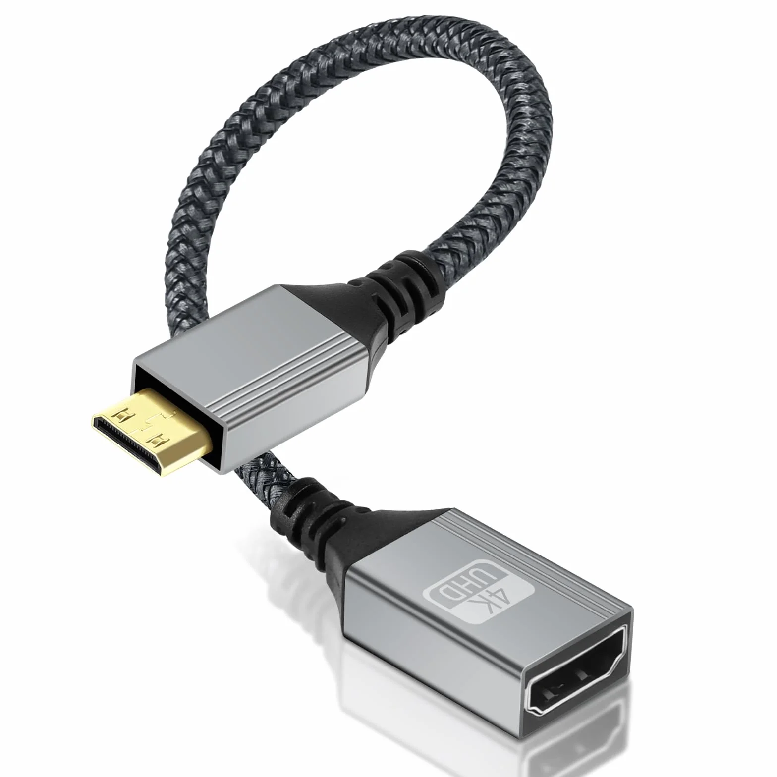 AXFEE Adapter Mini HDMI na HDMI, 4K 60 Hz MiniHDMI wtyczka na gniazdo, adapter mini HDMI, kompatybilny z DSLR, kamerą, laptopem, tabletem, HDTV, projektorem 20 cm