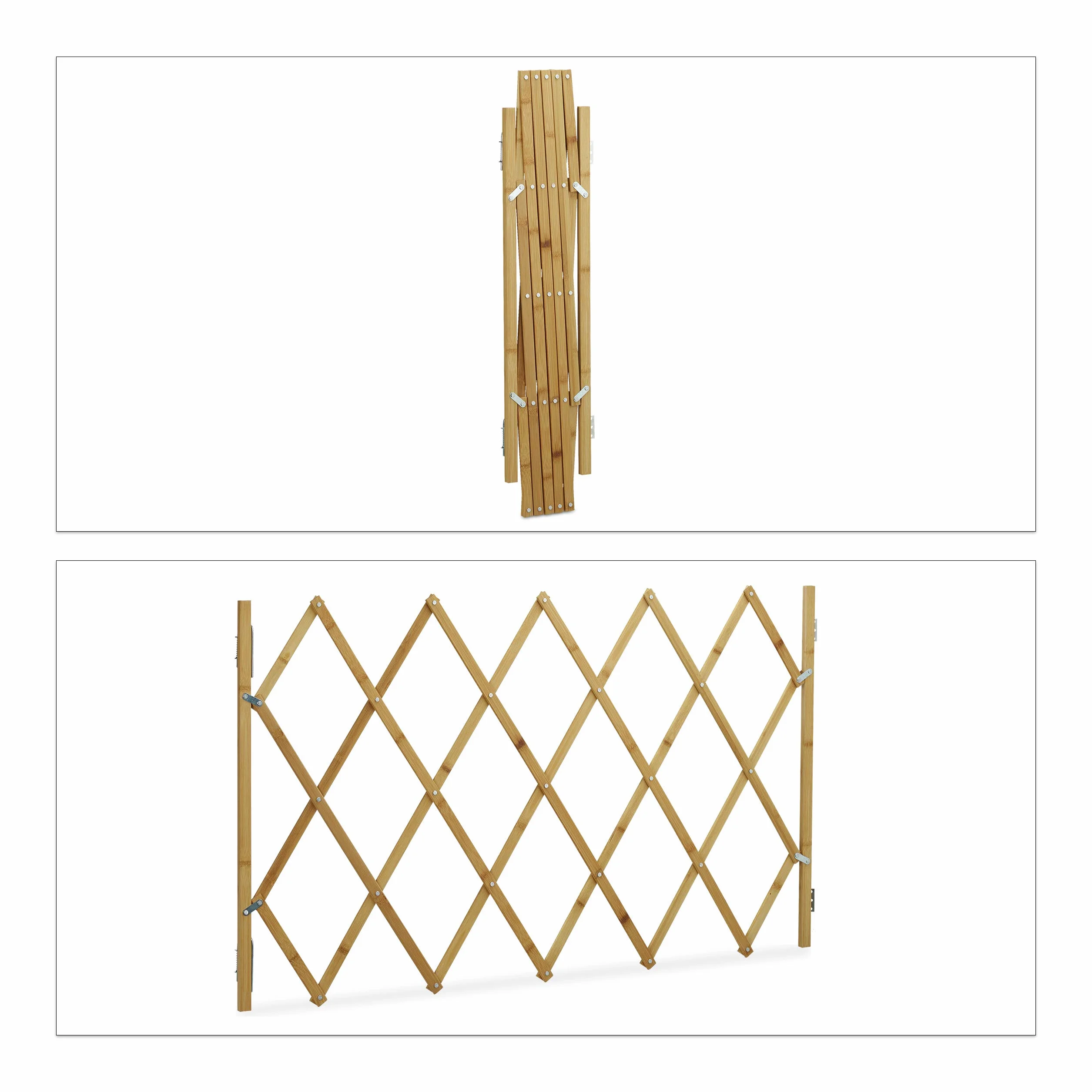 Relaxdays Barrière pour chiens extensible 116,5 cm, hauteur 82,5 cm, naturelle