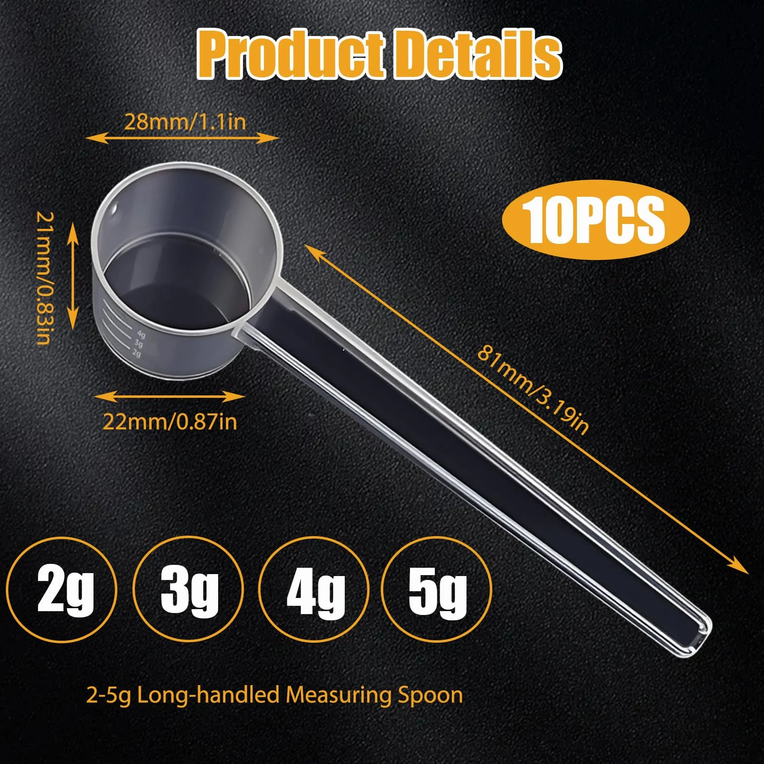 Cuillère Doseuse Protéine 10ml 2g 3g 4g Lot de 10, Scoop Whey Créatine, Doseur Poudre Précis