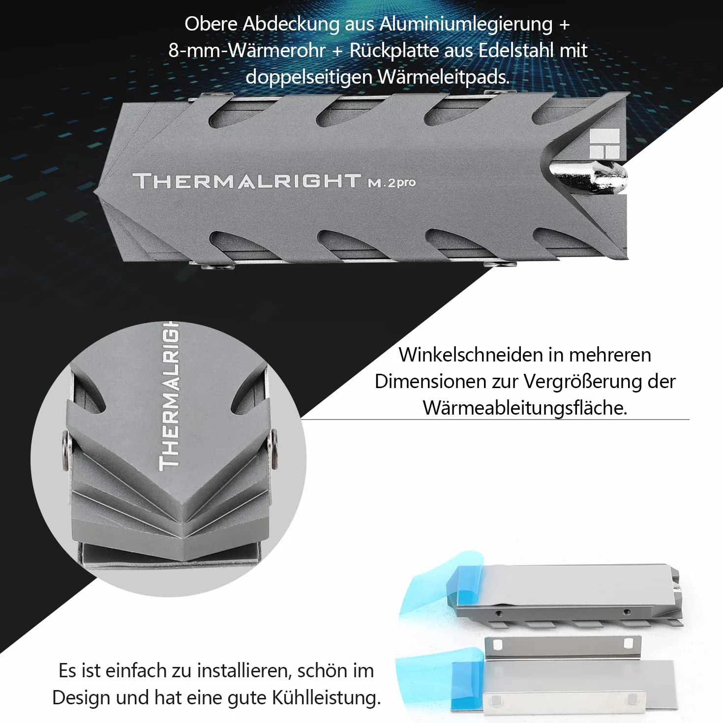 Thermalright TR M.2 Pro 2280 SSD radiator, 8 mm Heatpipe, High Performance Double Side Thermal Pad