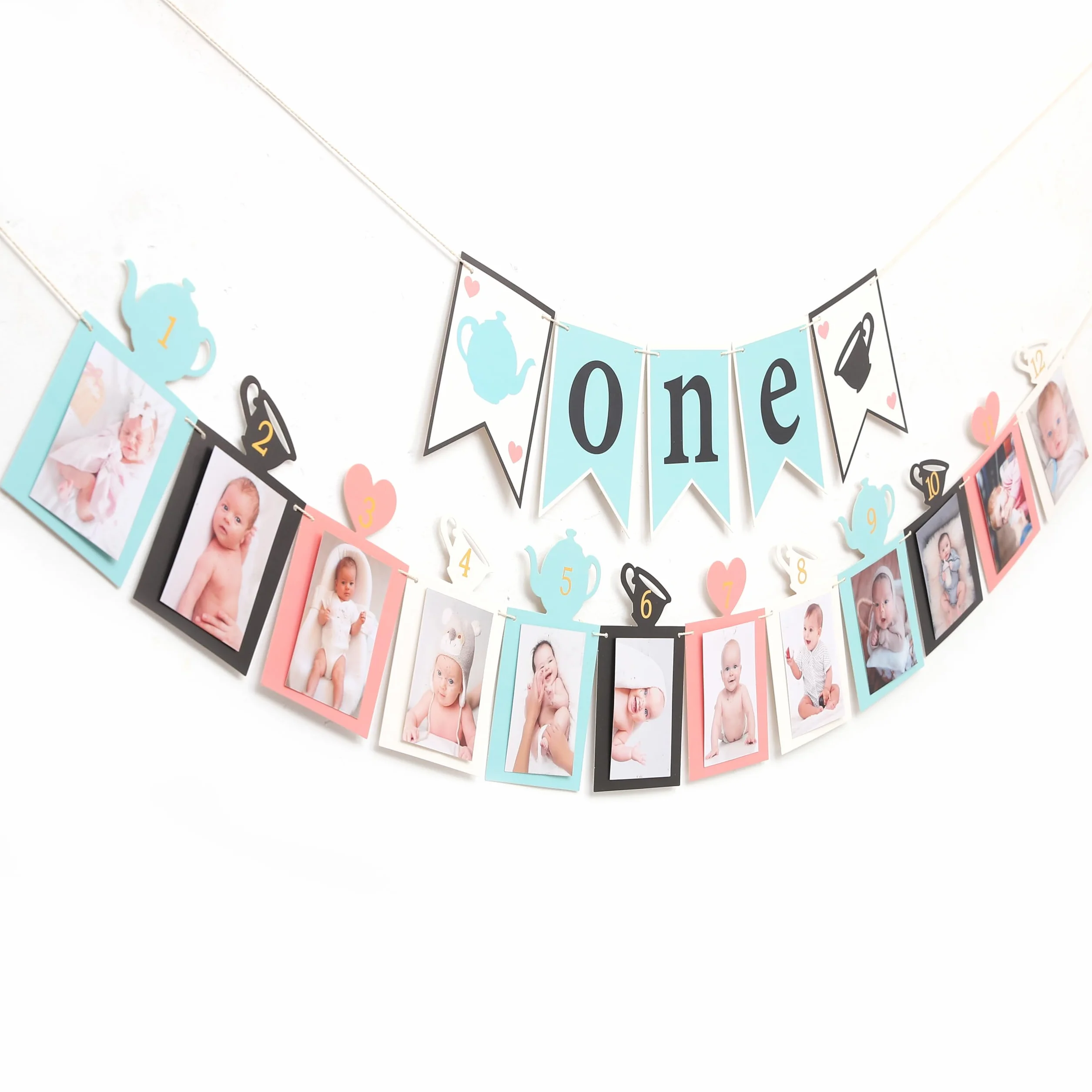 WAWUO Bannière Alice in ONEderland, décoration de 1er anniversaire