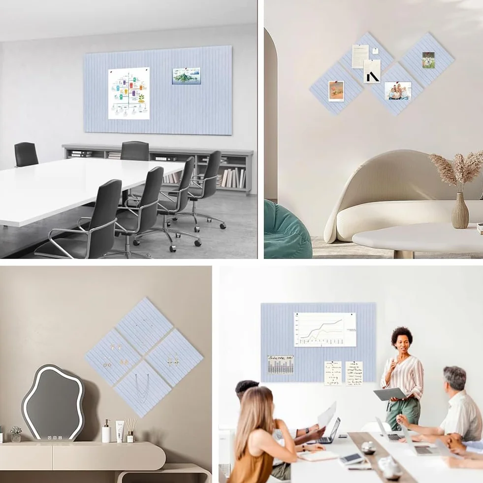 Lot de 12 panneaux muraux en liège autocollants 90 x 120 cm, tableau d'affichage blanc