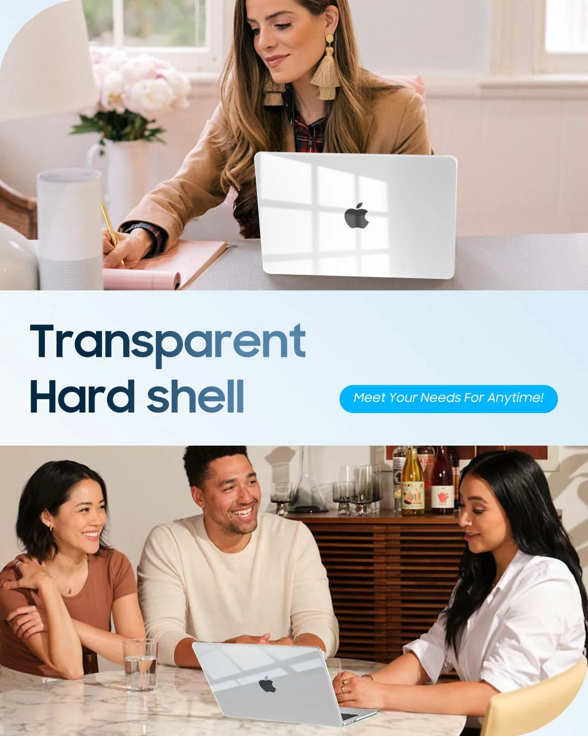 FINTIE Coque MacBook Air 13.6 Pouces M5 M4 M3 M2 A3449 A3240 A3113 A2681 Transparent