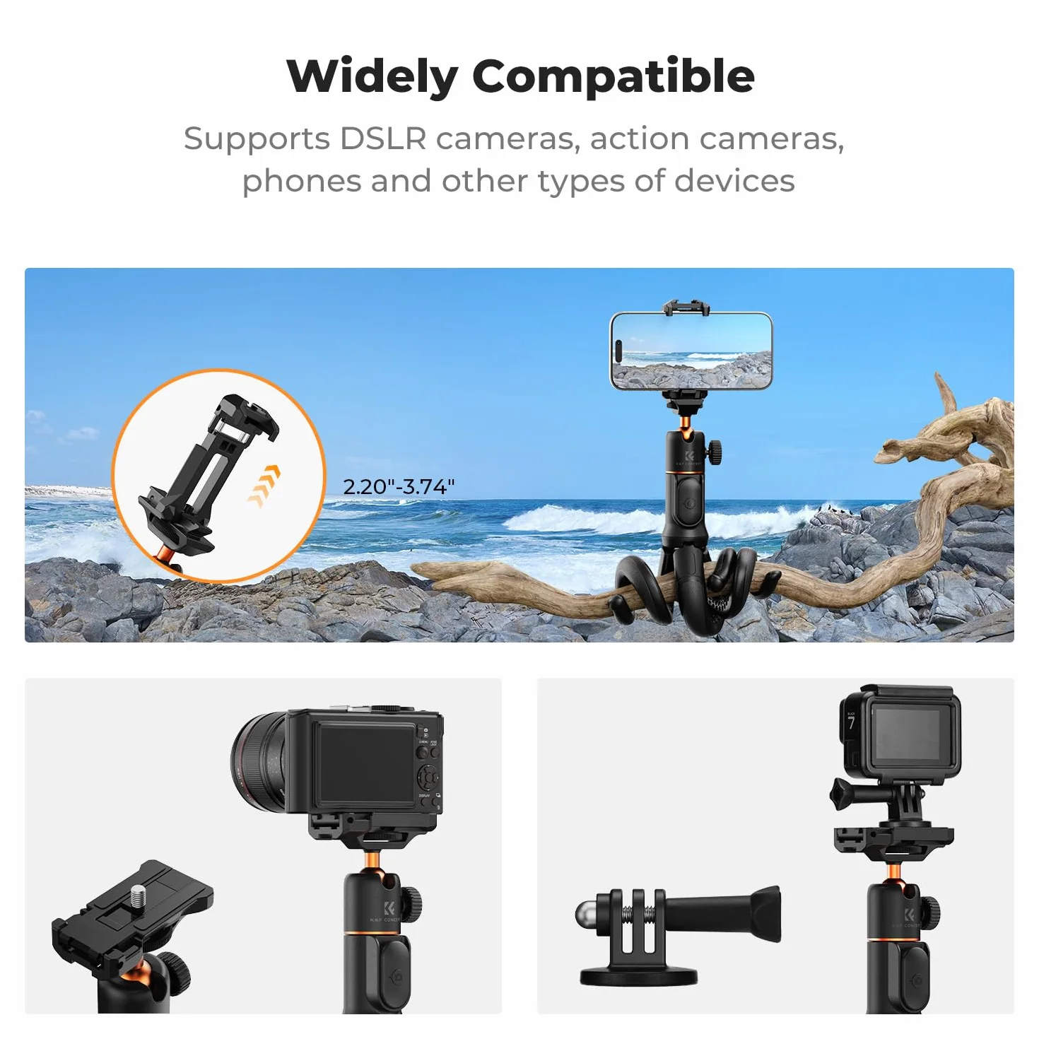 K&F Concept statyw do telefonu komórkowego, elastyczny statyw do smartfona i aparatu, MS29 wysuwany kijek do selfie, mini statyw z pilotem zdalnego sterowania, tripod z uchwytem na statyw, statyw