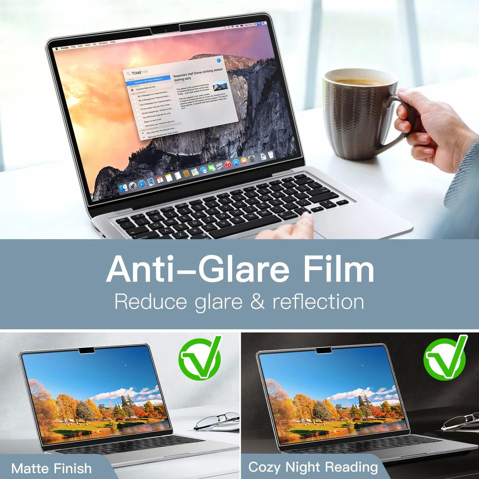 JETech Protection D'écran pour MacBook Air 13 Pouces M2-M5 2022-2026 Anti-Reflet Film Mat Lot de 2
