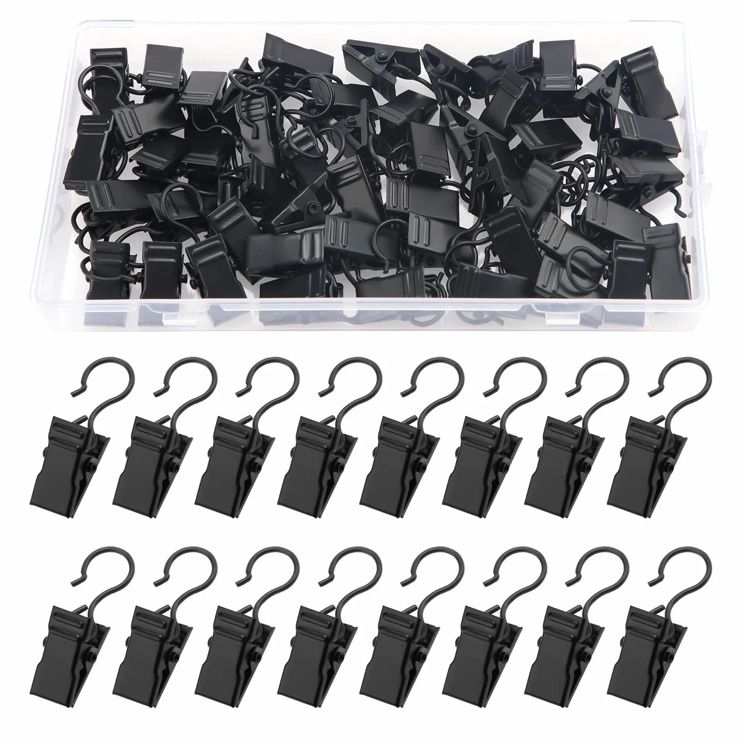 Pinces à Rideaux en Métal YIXISI 50 Pièces, Crochets de Suspension pour Décoration Maison Noir