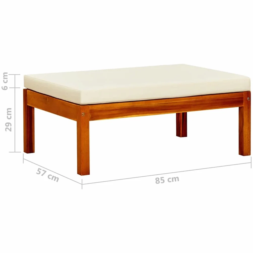 vidaXL Lot de 2 Repose-Pieds de Jardin, Tabourets de Patio, Poufs avec Coussin, Meubles de Terrasse Extérieur, Bois d'Acacia Massif