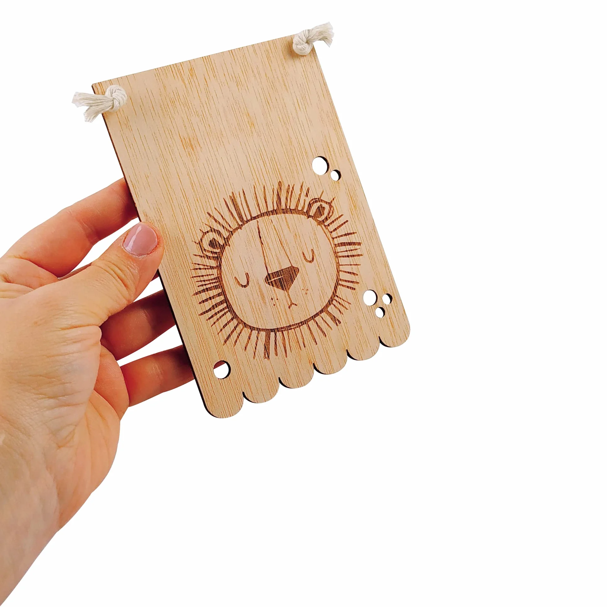 Fanion en Bois avec Animaux 10x15 cm Guirlande Décorative Chambre Bébé Personnalisé