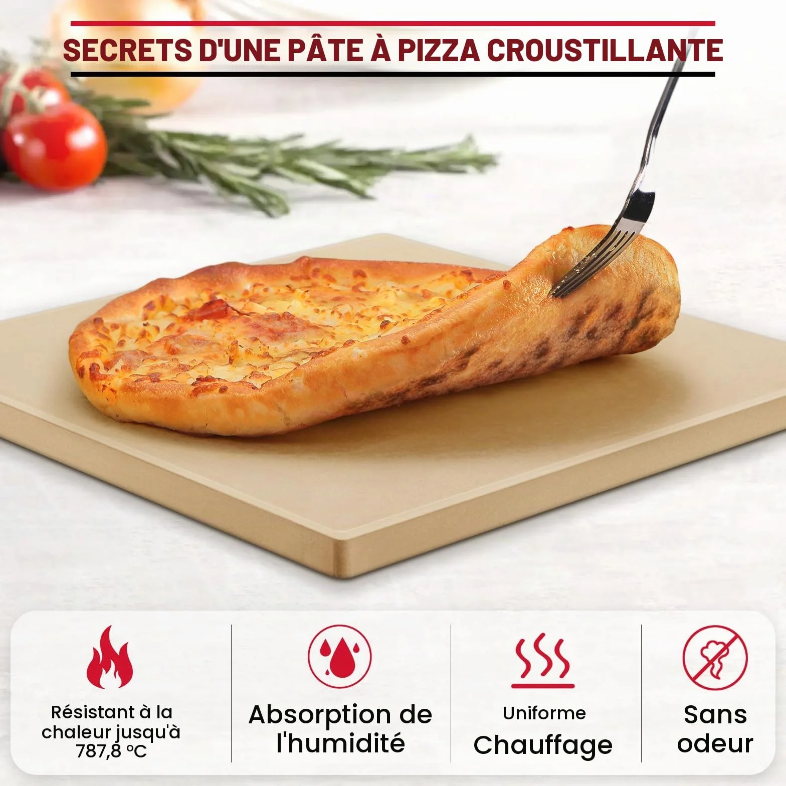 Unicook Pierre À Pizza Carrée 30,5 Cm, Pierre De Cuisson En Céramique Robuste Pour Four, Barbecue Et Gril, Idéale Pour Faire Des Pizzas À Croûte Croustillante, Du Pain, Des Biscuits Et Plus Encore