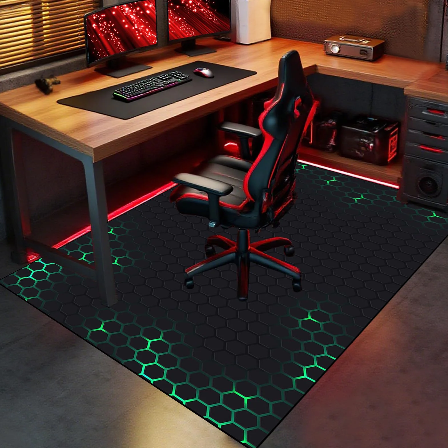 Tapis Gaming Sol, Tapis de Protection du Sol pour Chaise de Bureau, Tapis de Sol Gamer, Tapis Chaise de Bureau Gaming Antidérapant, Tapis Protège-Sol pour Parquet, Carrelage et Sol Dur 160 x 180 cm