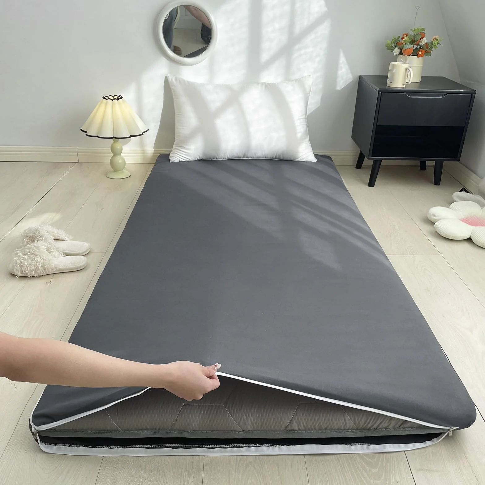 Housse de Protection pour Futon Coton 70x200cm Lavable