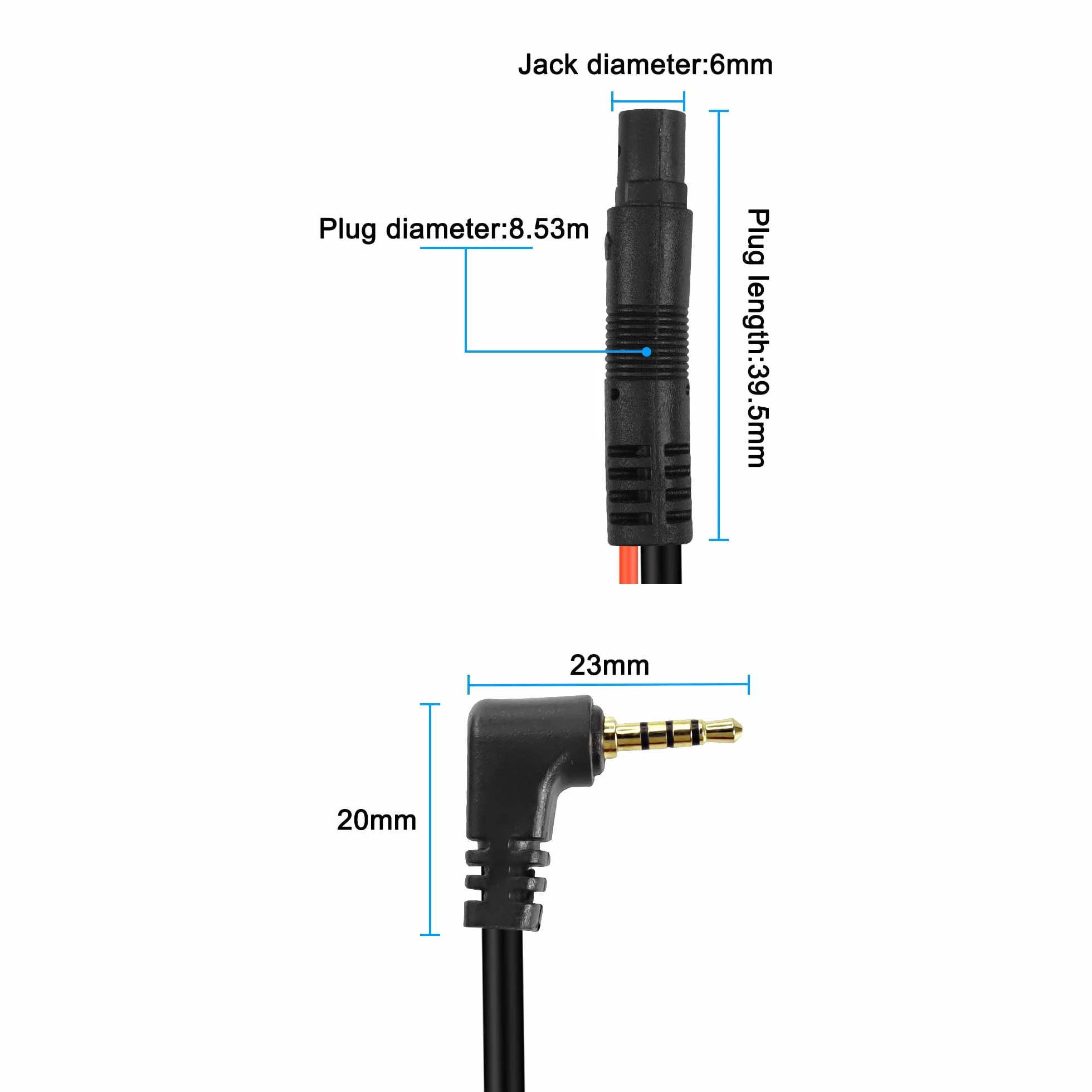 MEIRIYFA 5-igłowy kabel kamery cofania tachograf 5 igieł kabel kamery cofania męski do 2,5 mm wtyczka z męską głowicą przedłużającą (10M)