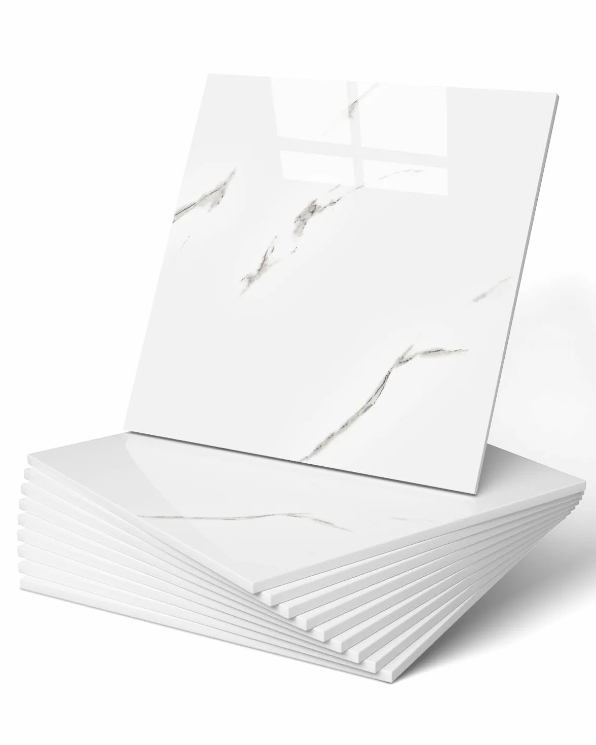 Carreaux adhésifs marbre 30x30cm étanches PVC blanc nuage pour douche cuisine salle de bain