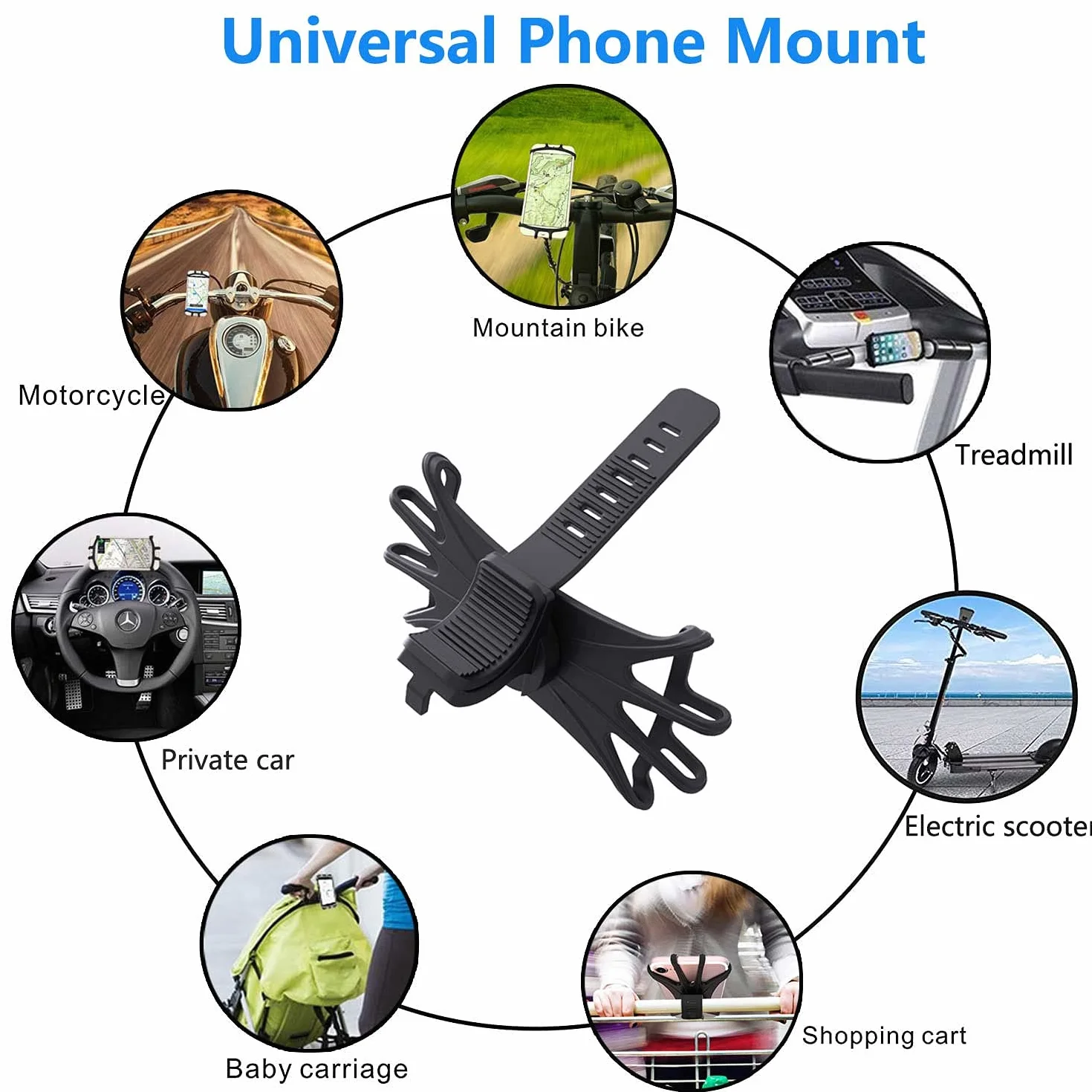 VOVIGGOL Uchwyt na telefon rowerowy, 2 sztuki, uniwersalny uchwyt na telefon motocyklowy do roweru, obrót o 360°, silikonowy uchwyt na telefon, do iPhone 12, 11 Pro, Samsung