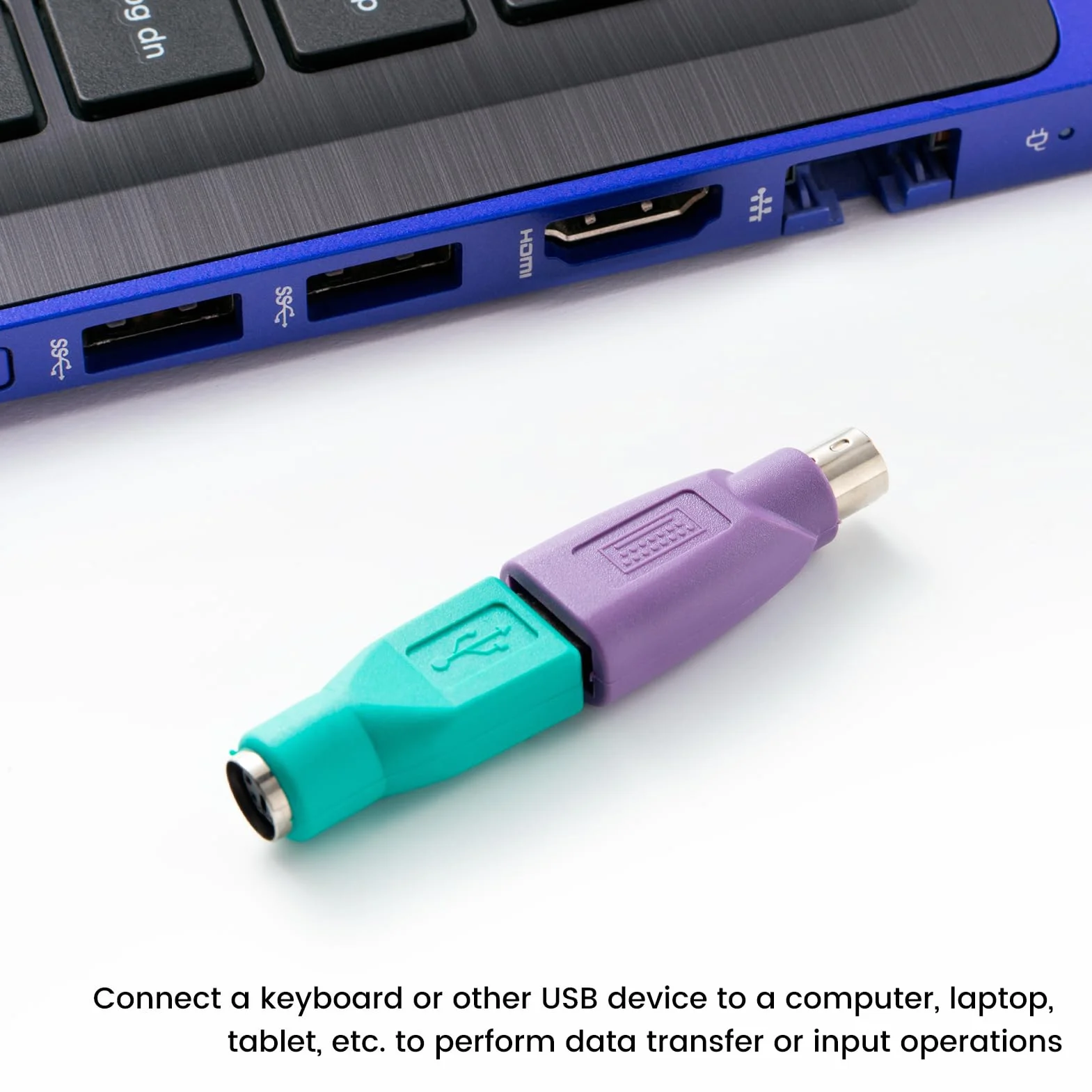 Adaptateur PS2 vers USB 4 Pièces, PS/2 Femelle vers USB Mâle, Clavier Souris Connexion Mini-DIN 6 Violet/Vert