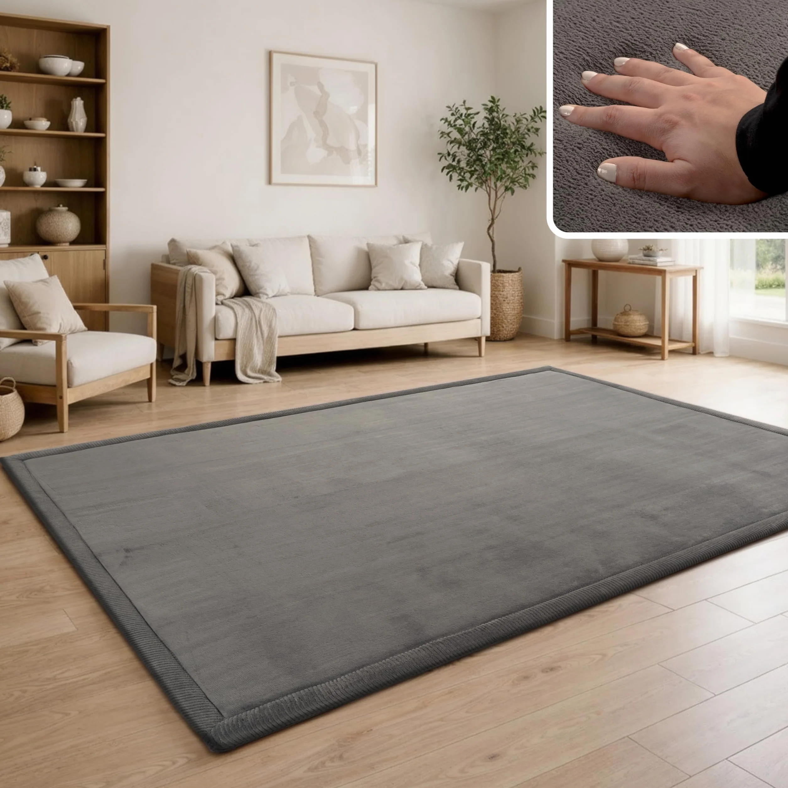 Paco Home Tapis Chambre Enfant Bebe Fille Garcon Moelleux Antidérapant Moderne 100x200 cm Anthracite